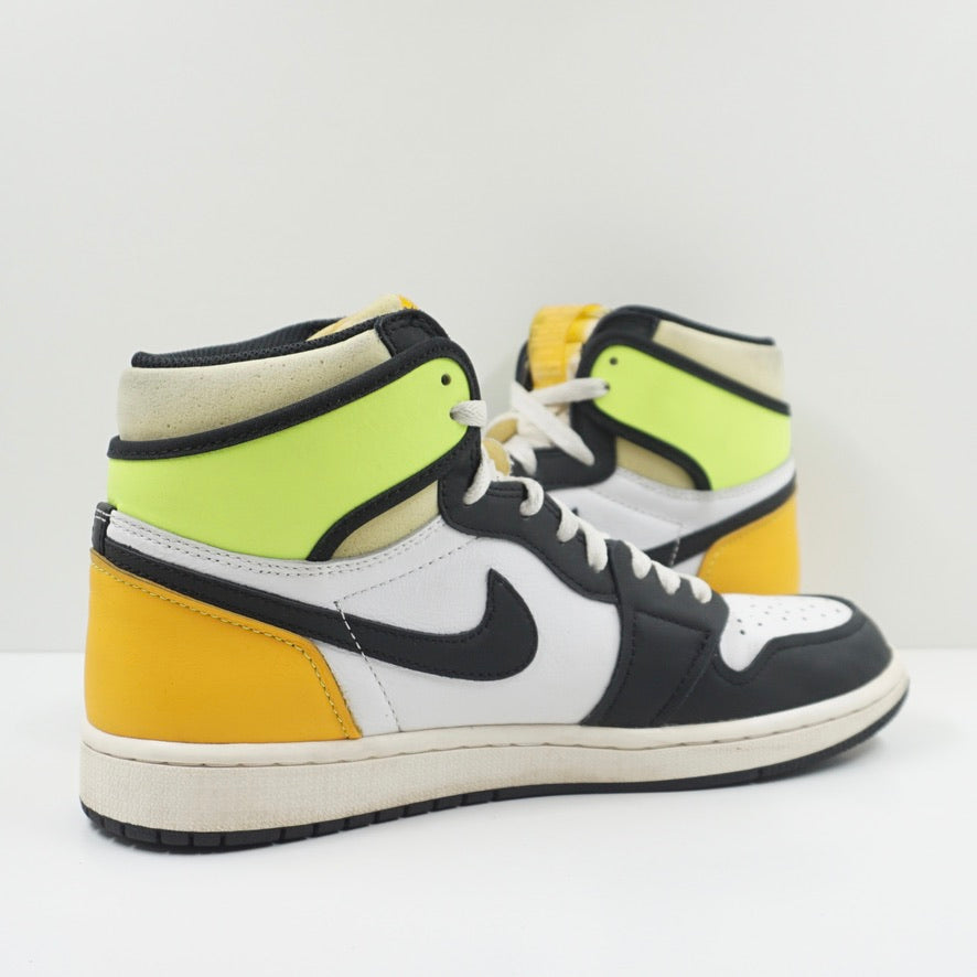 Jordan 1 Retro High White Black Volt University Gold