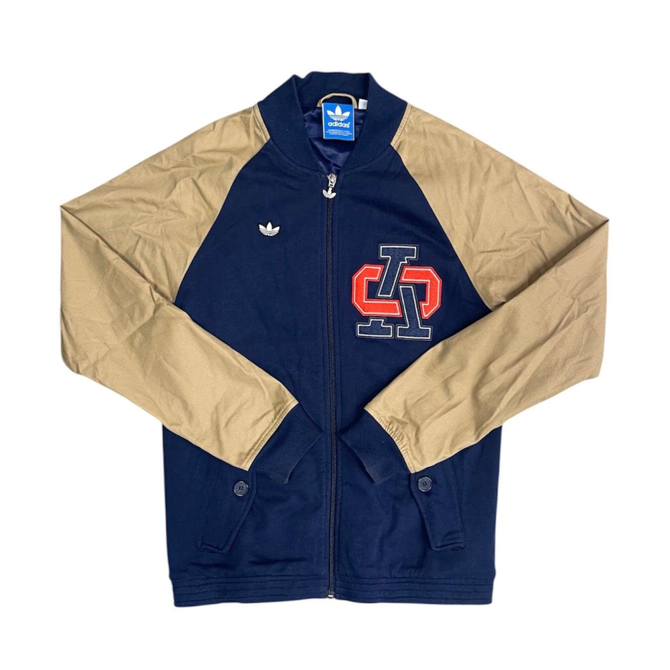 Adidas Navy Beige Woven Jersey Bomber Jacket