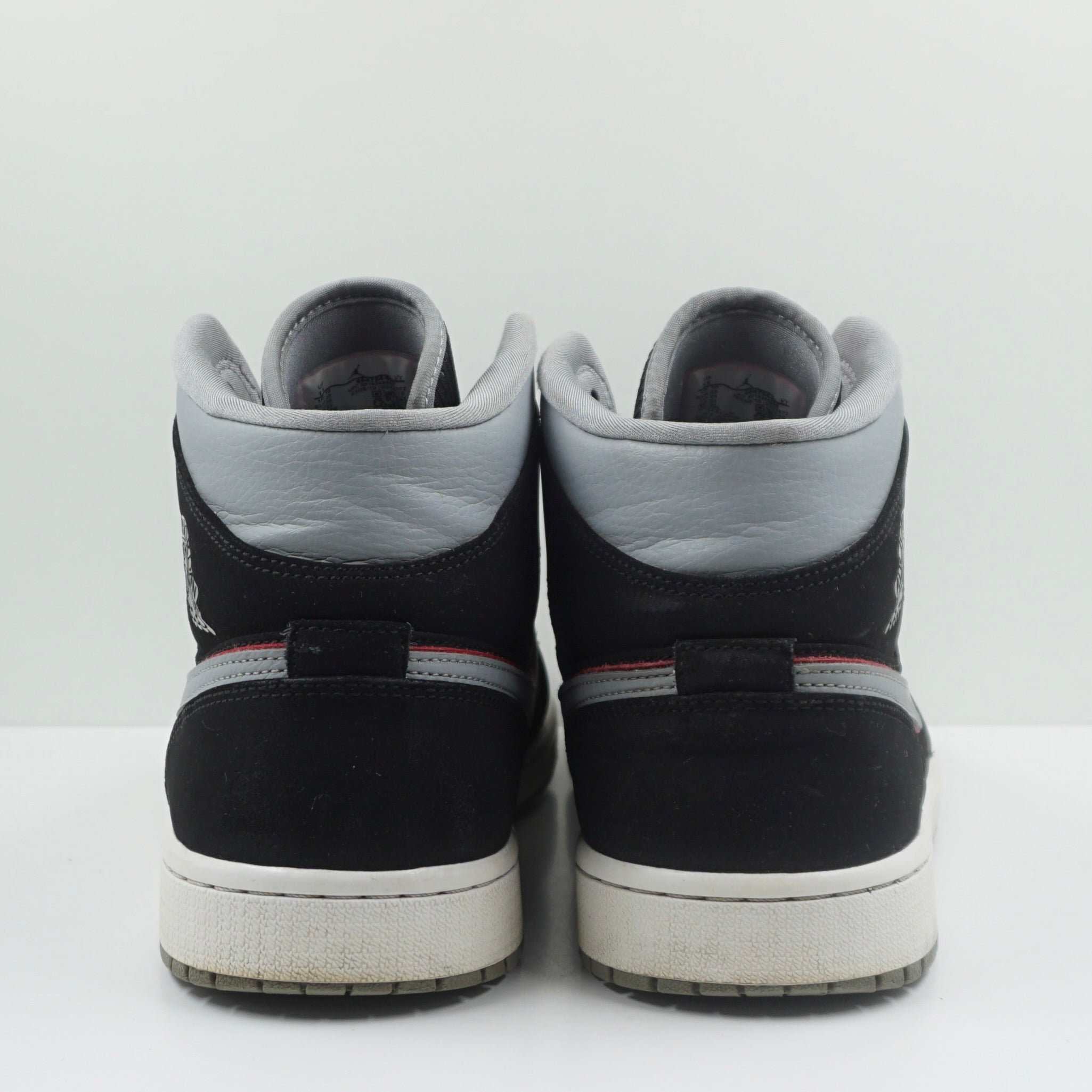 Jordan 1 Mid Black Particle Grey Gym Red
