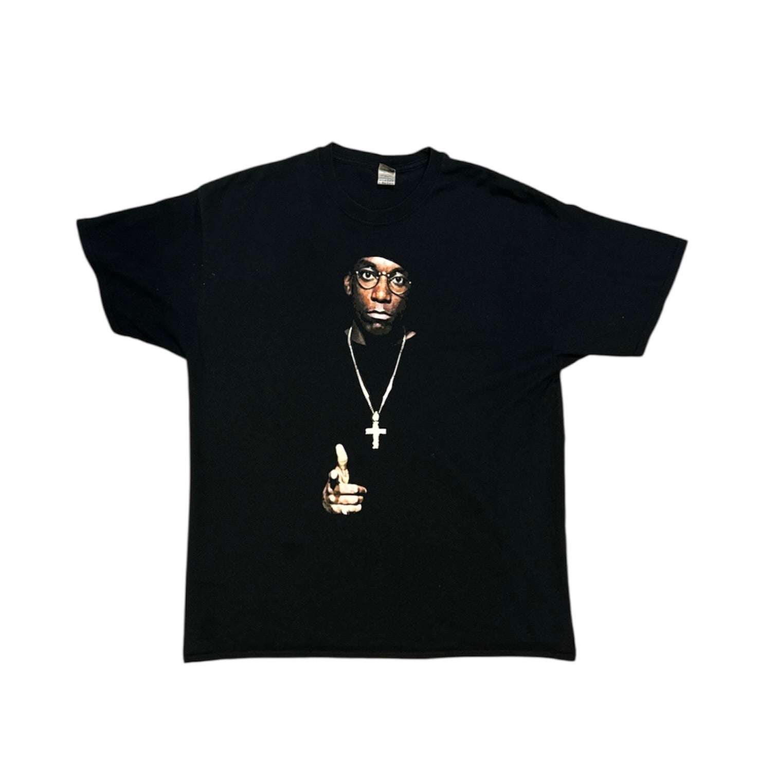 Gildan Big L Harlem Print Black Tshirt