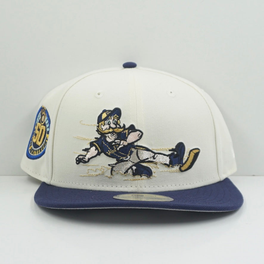 New Era Milwaukee Brewers Beige Navy Fitted Cap