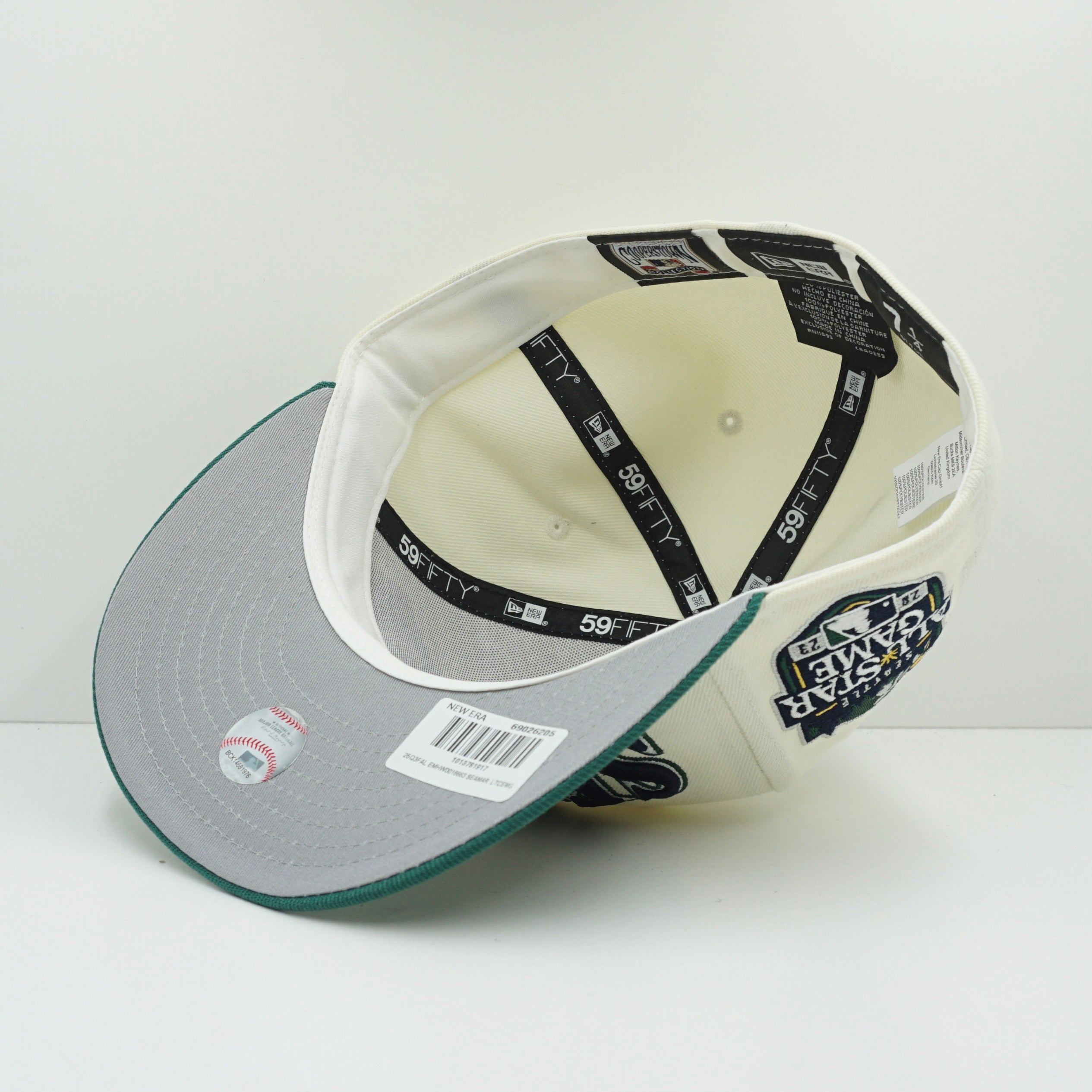 New Era Cooperstown Seattle Mariners Cream Green Fitted Cap