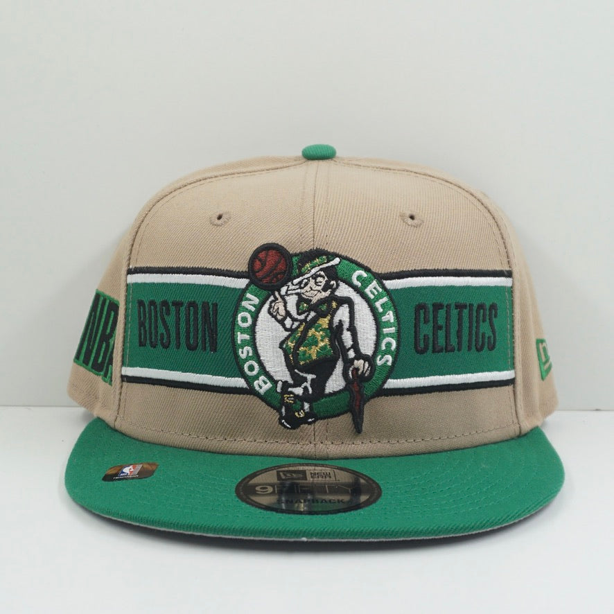 New Era Boston Celtics Beige Green Snapback Cap