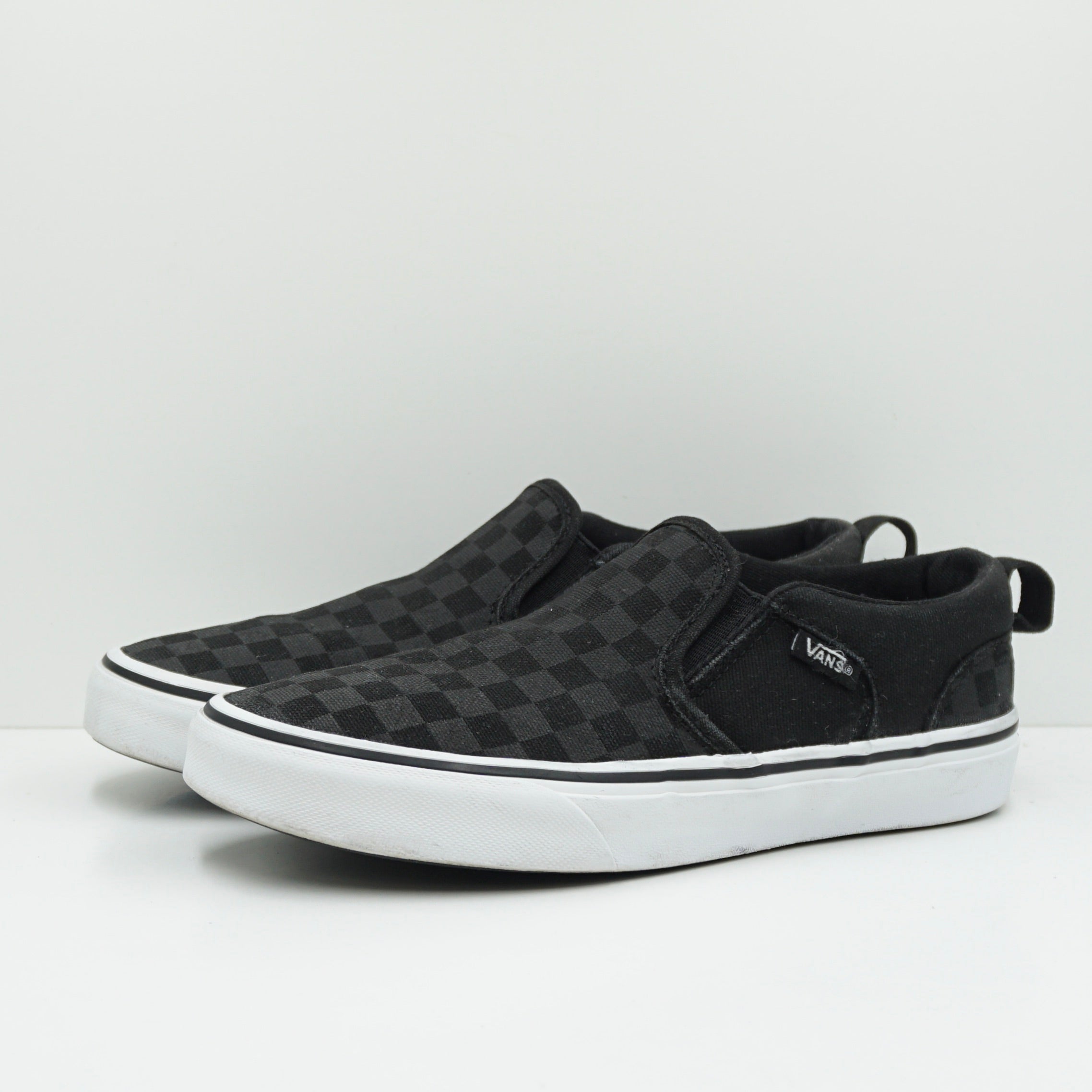 Vans Grey Black Checkered Slip On Kids