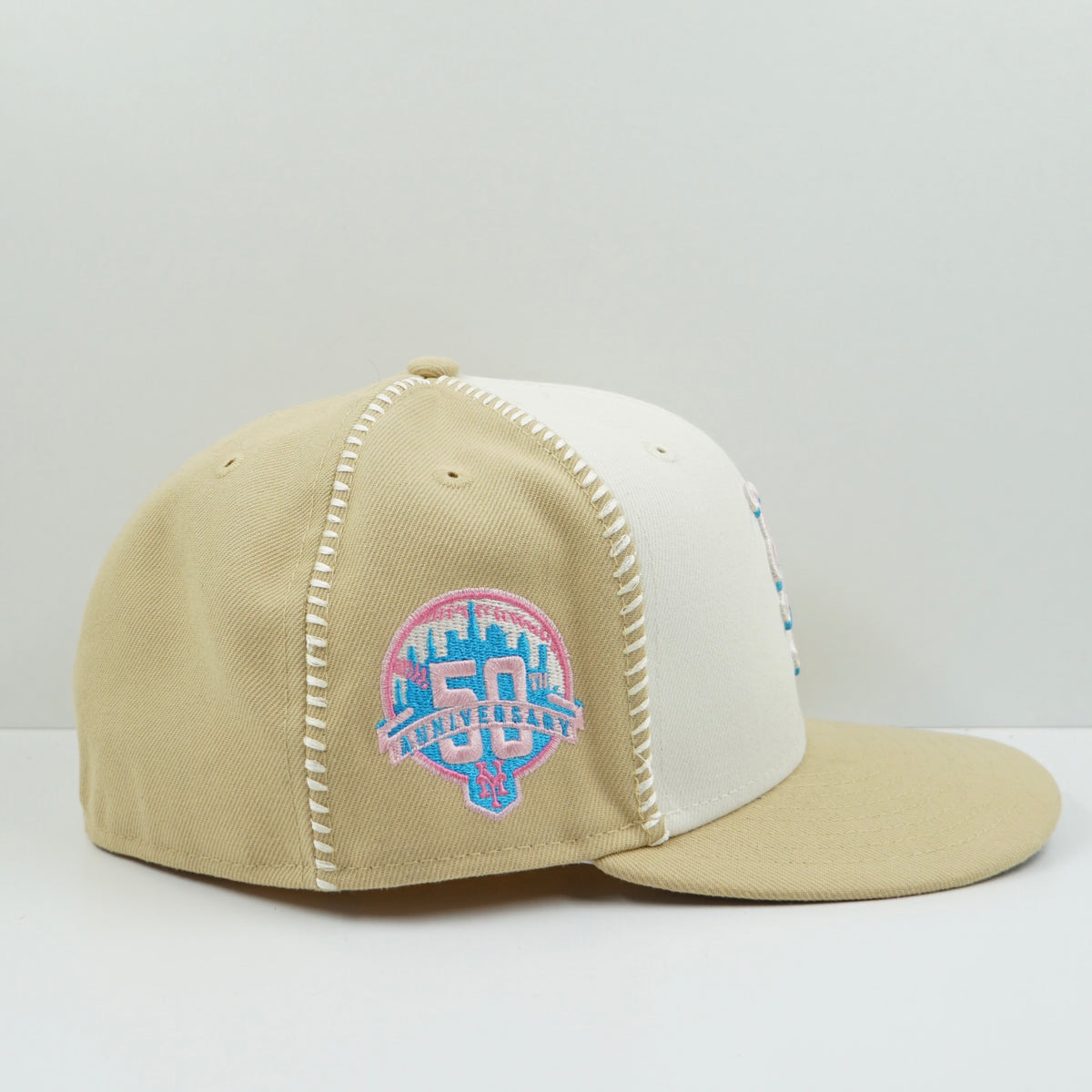 New Era Cooperstown Collection New York Mets Beige White Fitted Cap