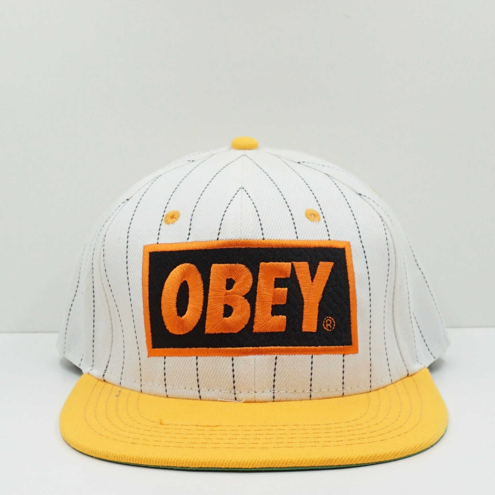 Obey White Yellow Snapback Cap