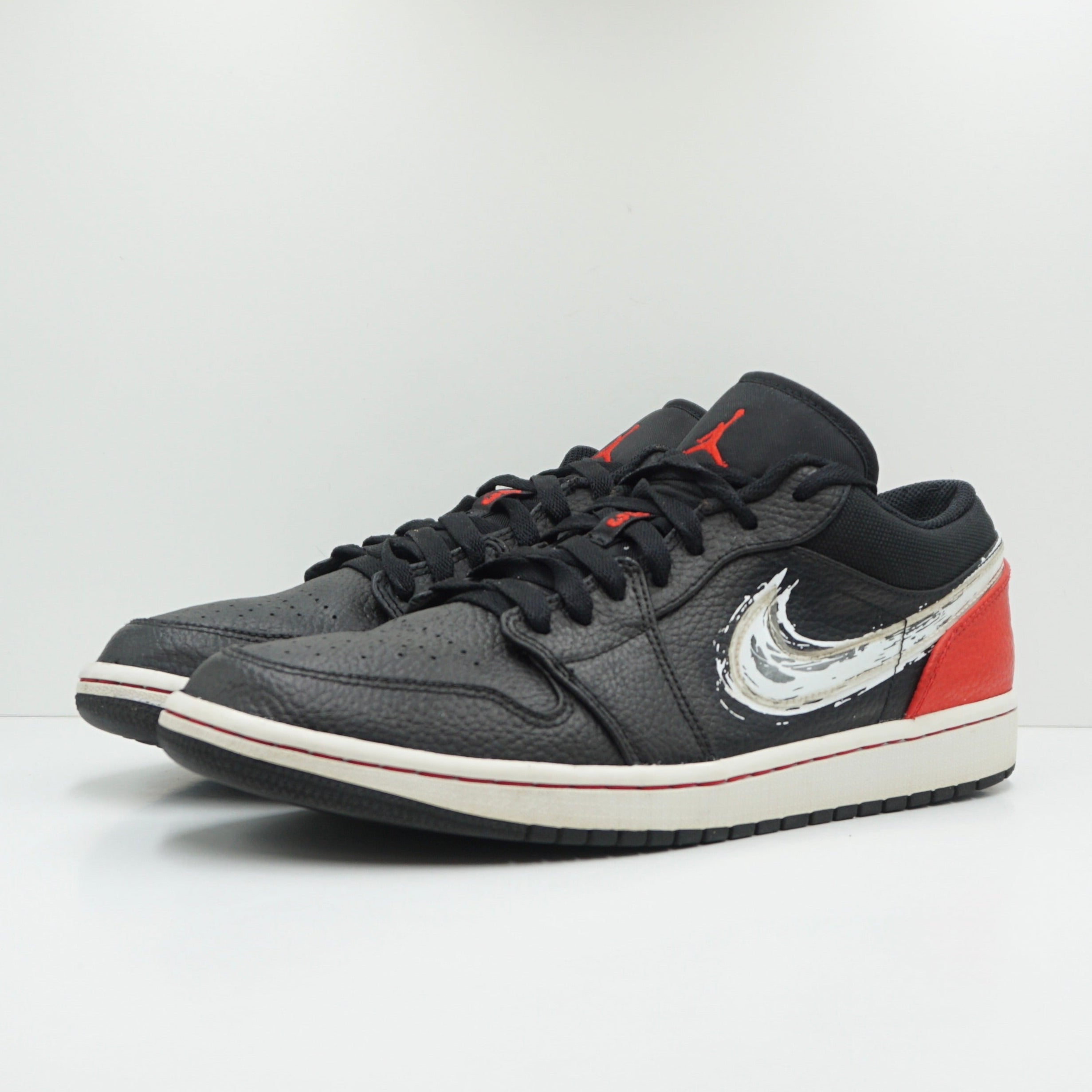 Jordan 1 Low Brushstroke Swoosh Black