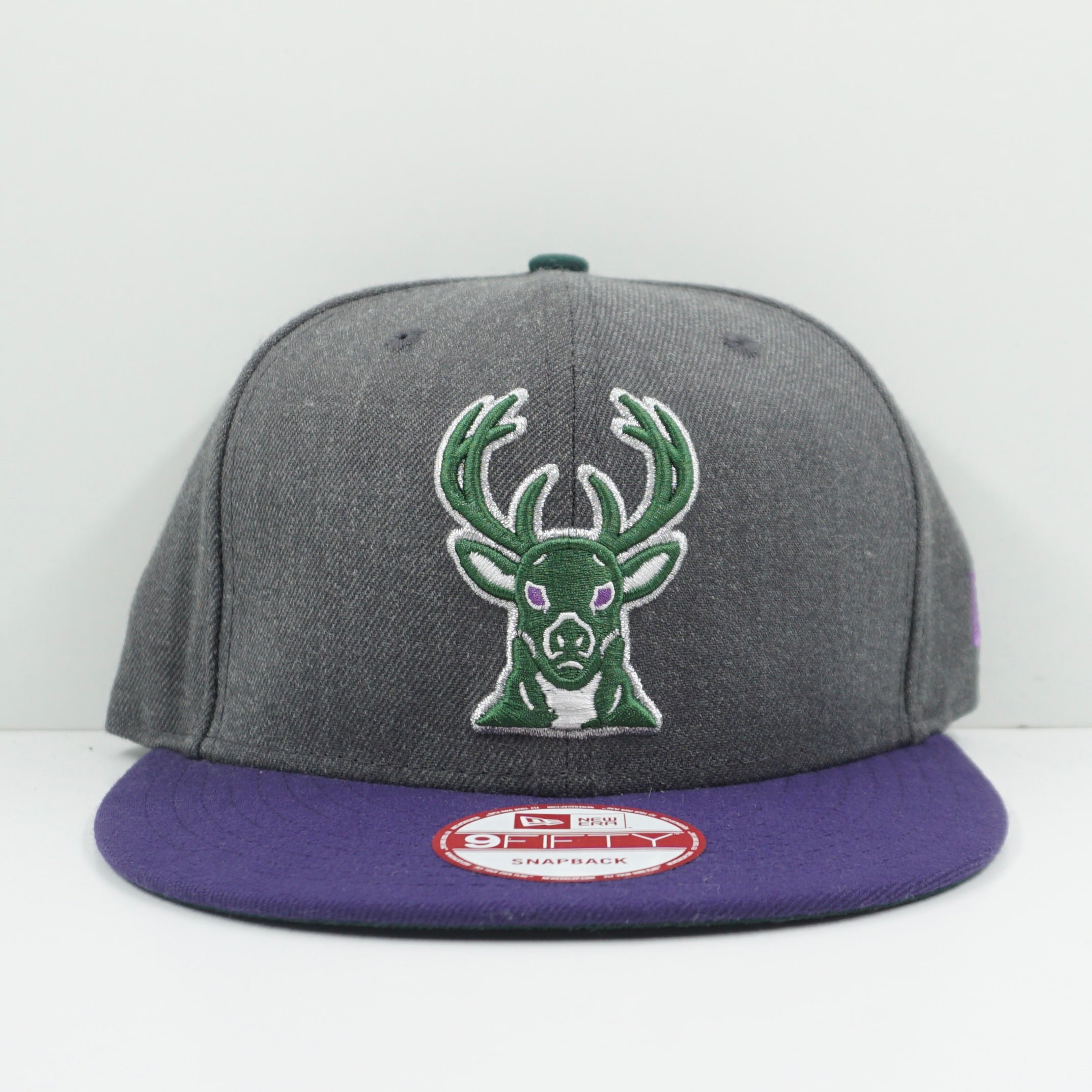 New Era Milwaukee Bucks Grey Purple Green Snapback Cap
