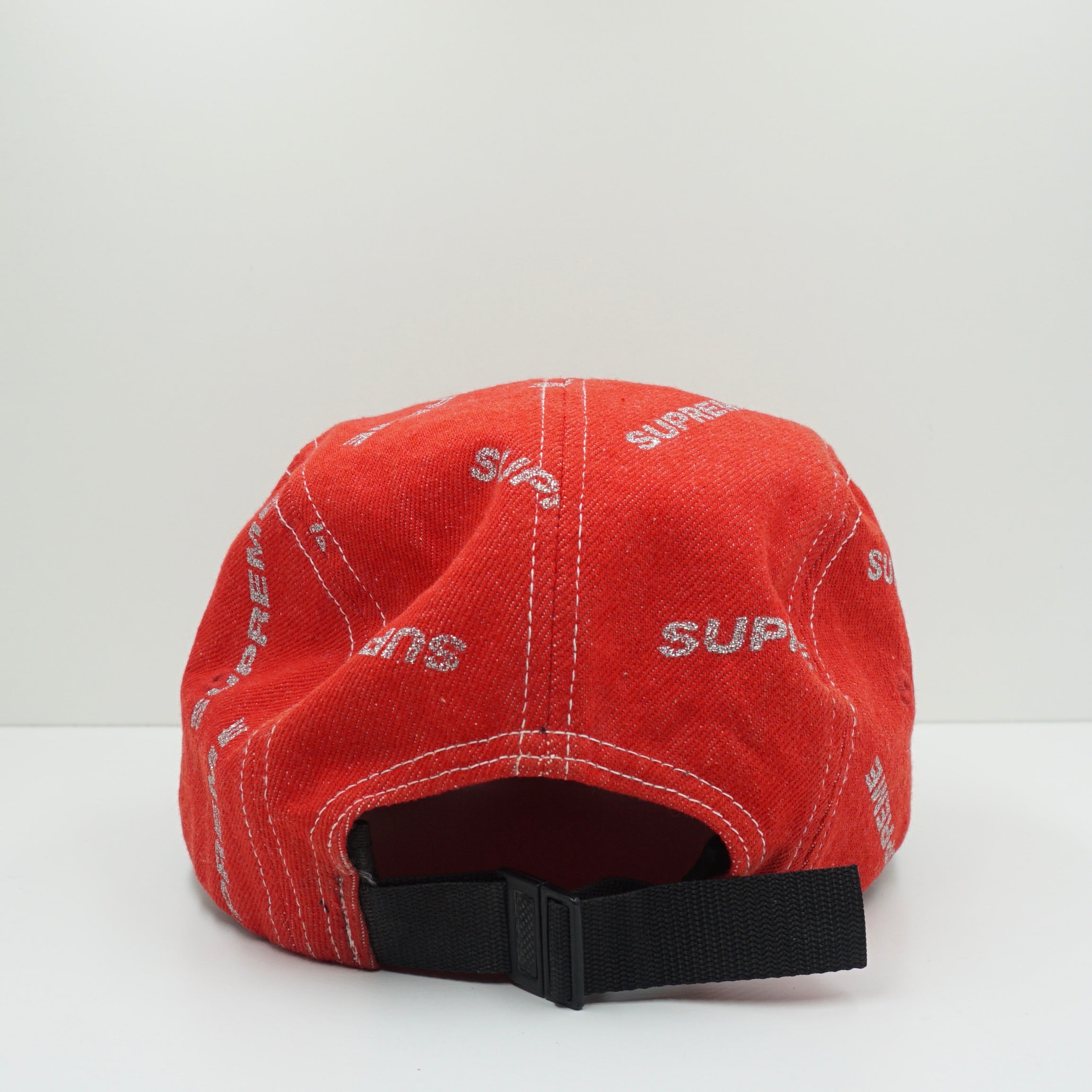 aki Supreme★denim logo camp cap★Red赤！ Supreme Red Denim 5 Panel Camp Adjustable Cap