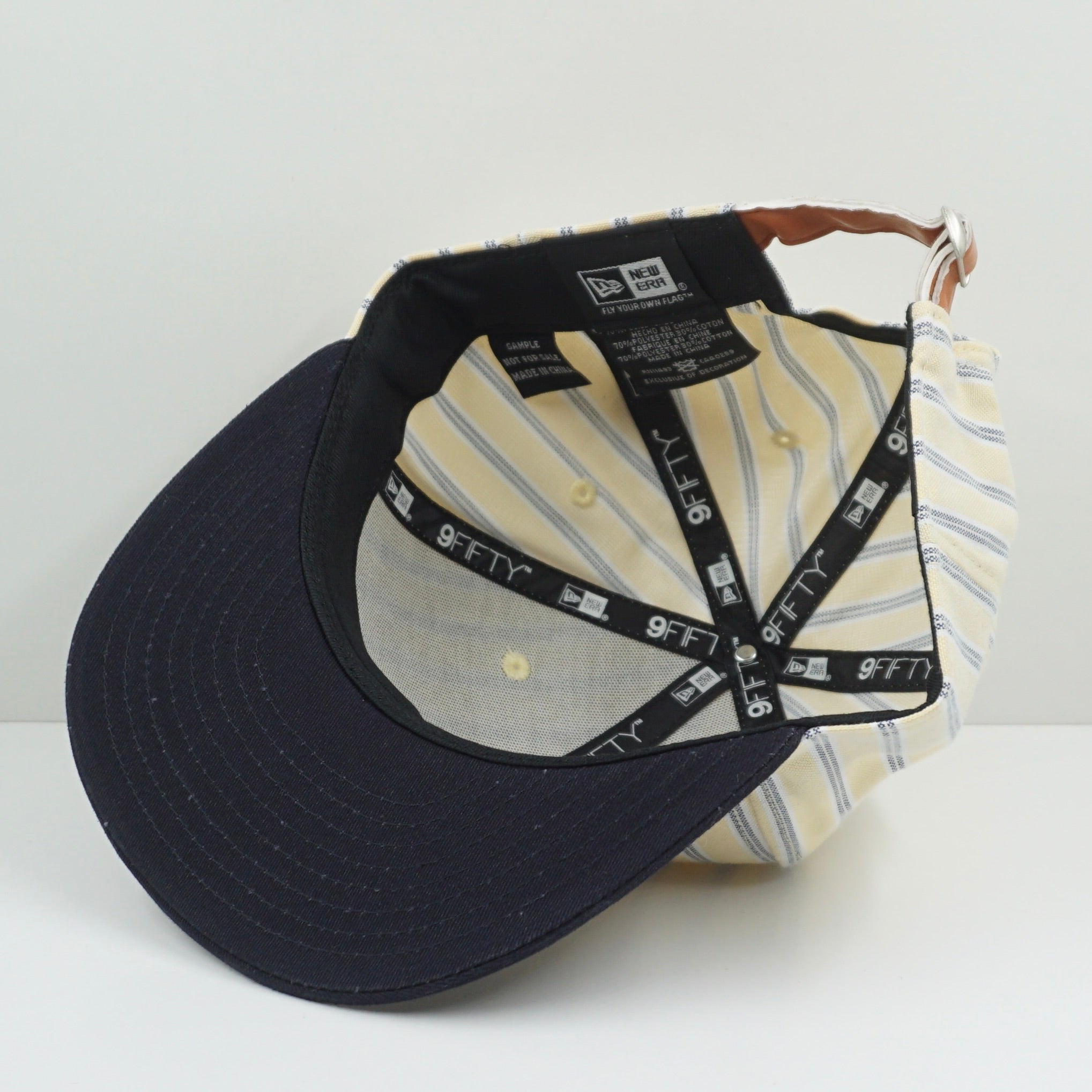 New Era Sample Beige Navy Striped Snapback Cap