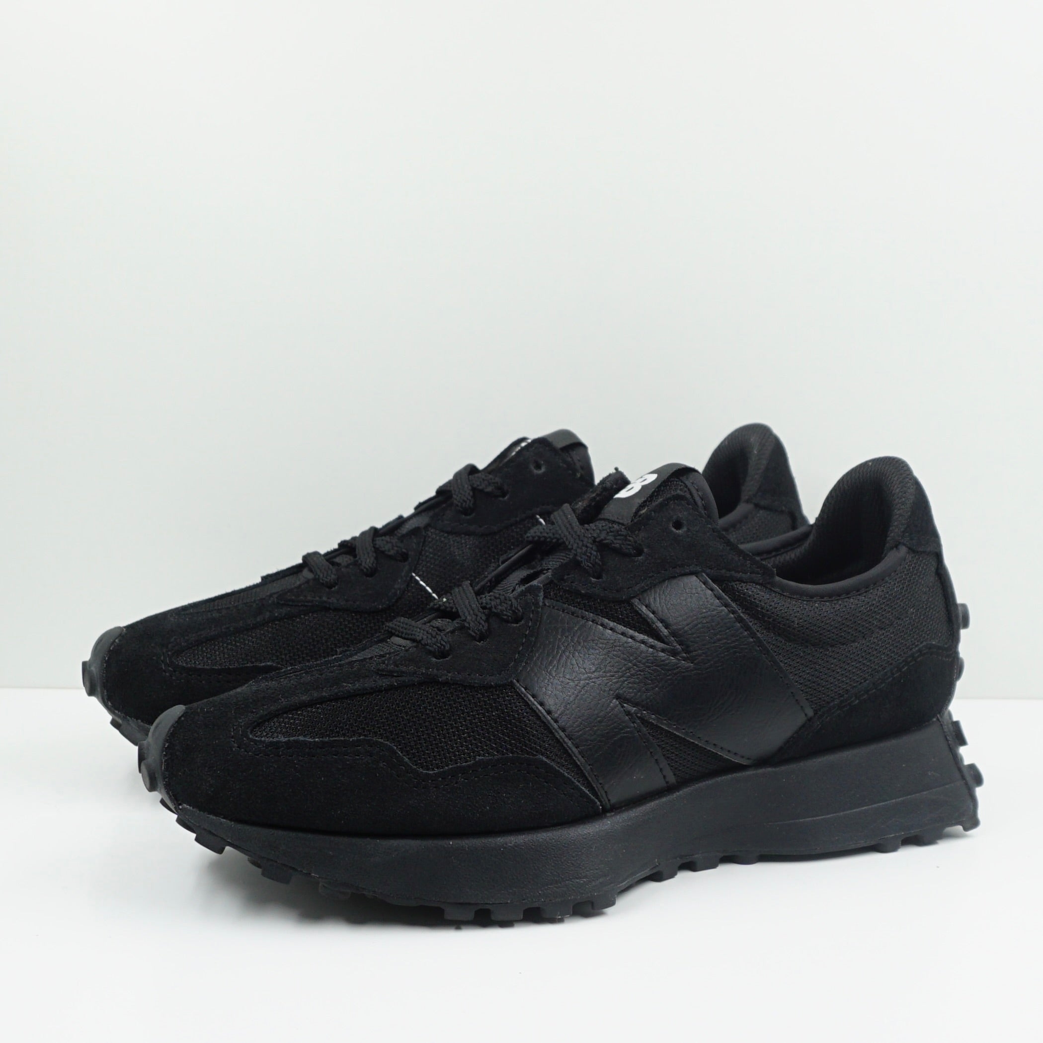 New Balance 327 Black White Tongue Logo