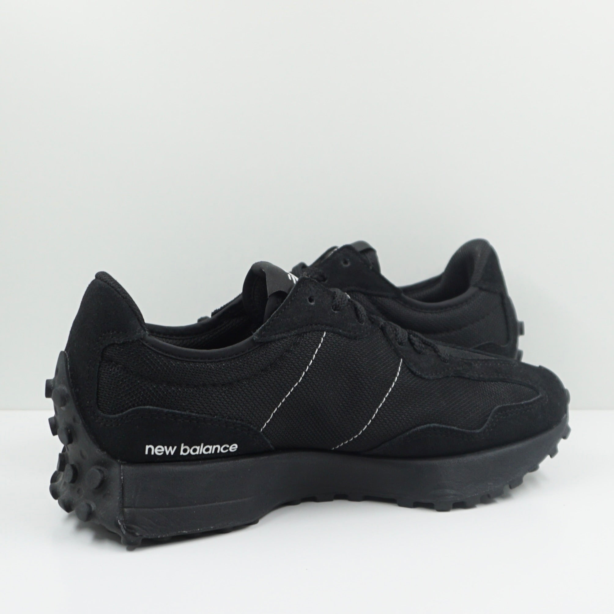 New Balance 327 Black White Tongue Logo