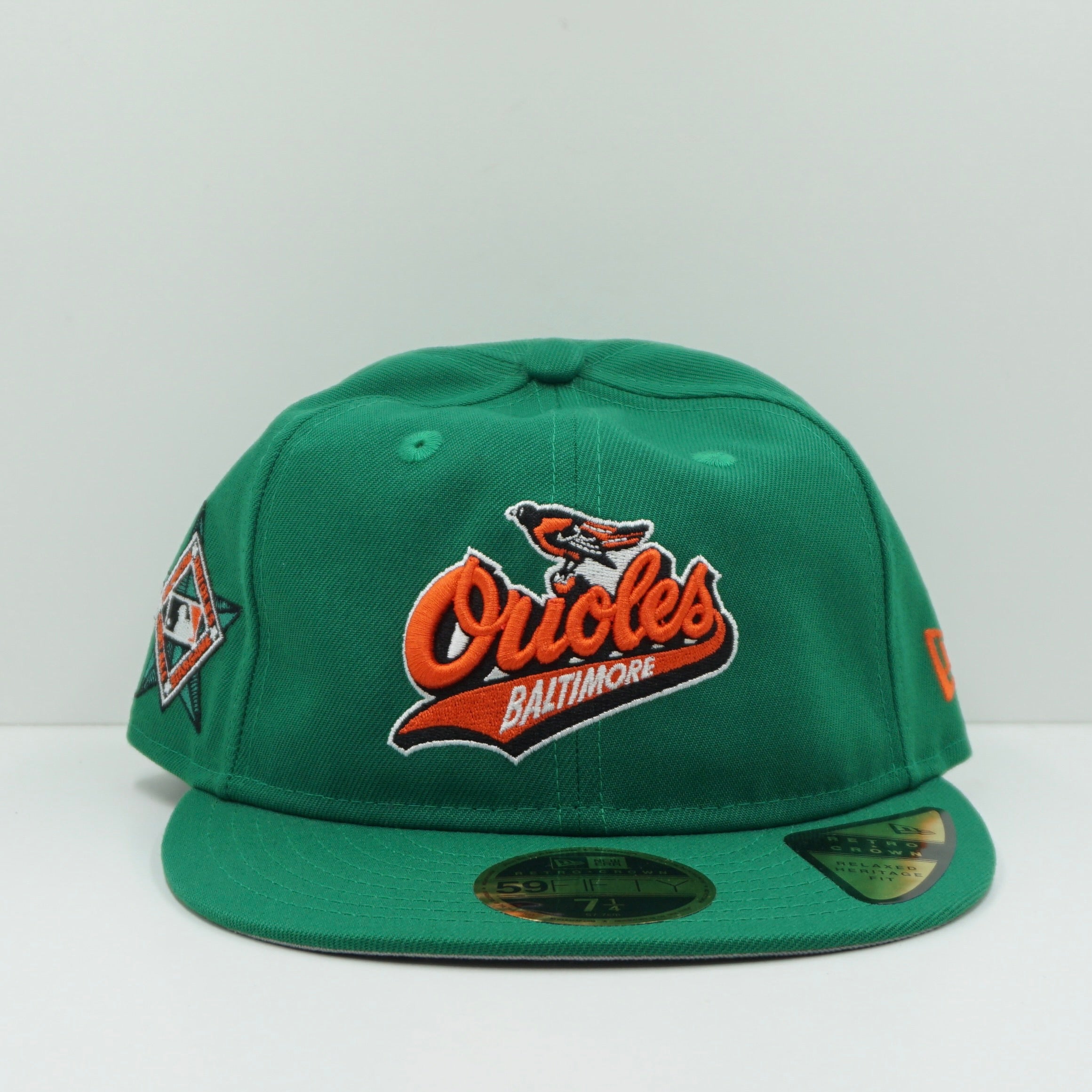 New Era MLB Coop Pin Retro Crown Baltimore Orioles Green Orange Fitted Cap