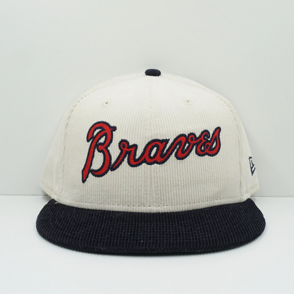 New Era Cooperstown Atlanta Braves Corderoy White Navy Fitted Cap