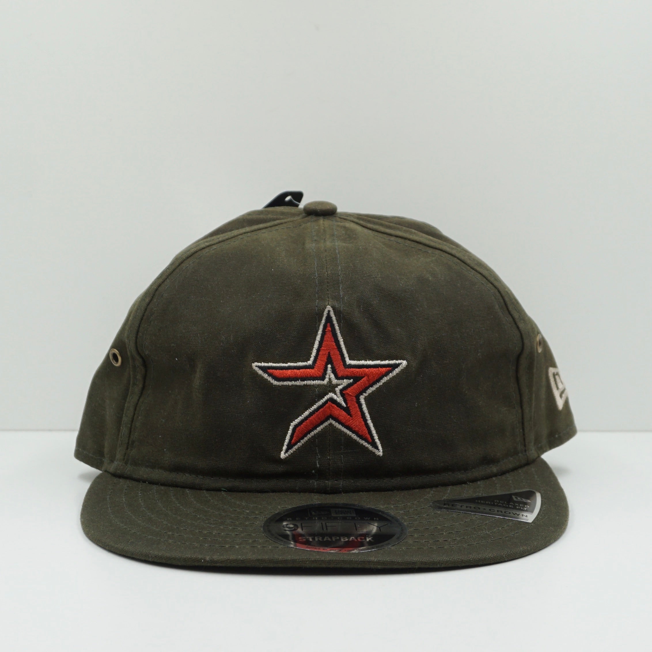 New Era Cooperstown Retro Crown Waxed Canvas Houston Astros Rifle Green Adjustable Cap