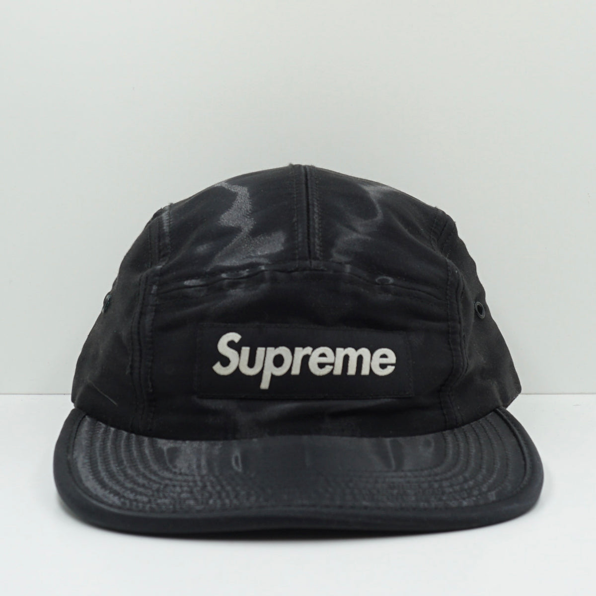 Supreme SS18 Coated Linen Camp Black Adjustable Cap