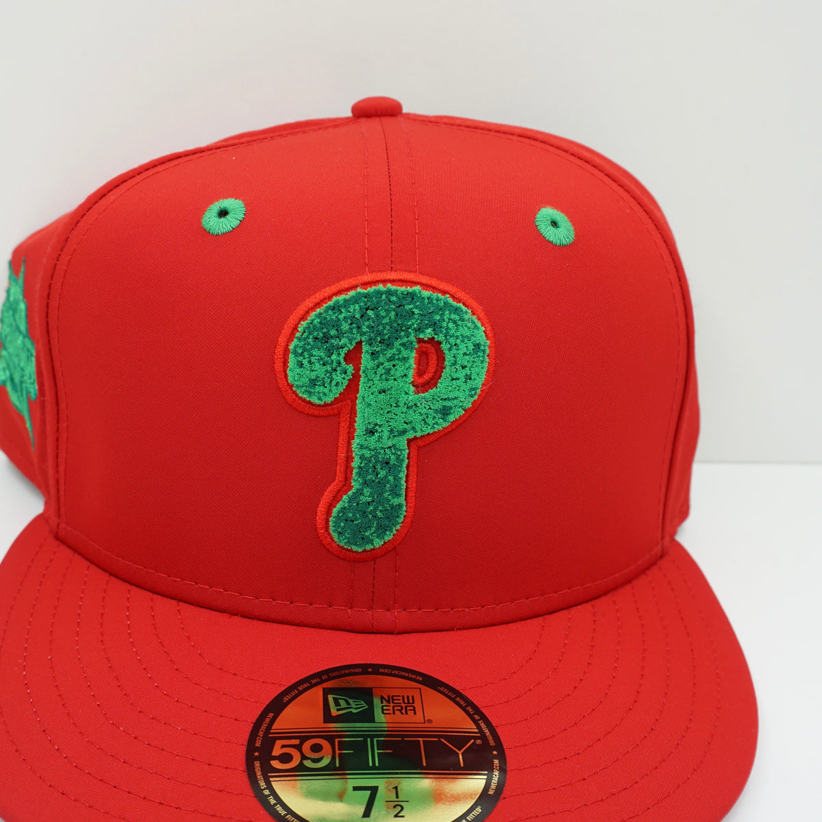 New Era Philadelphia Phillies On Field Green Logo Red Fitted Cap