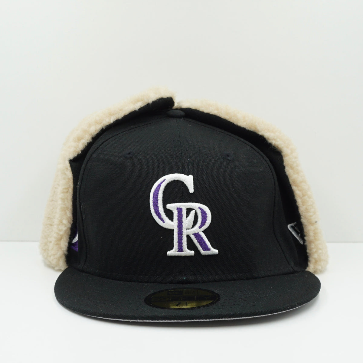 New Era Colorado Rockies Black Purple Dogear Winter Fitted Cap