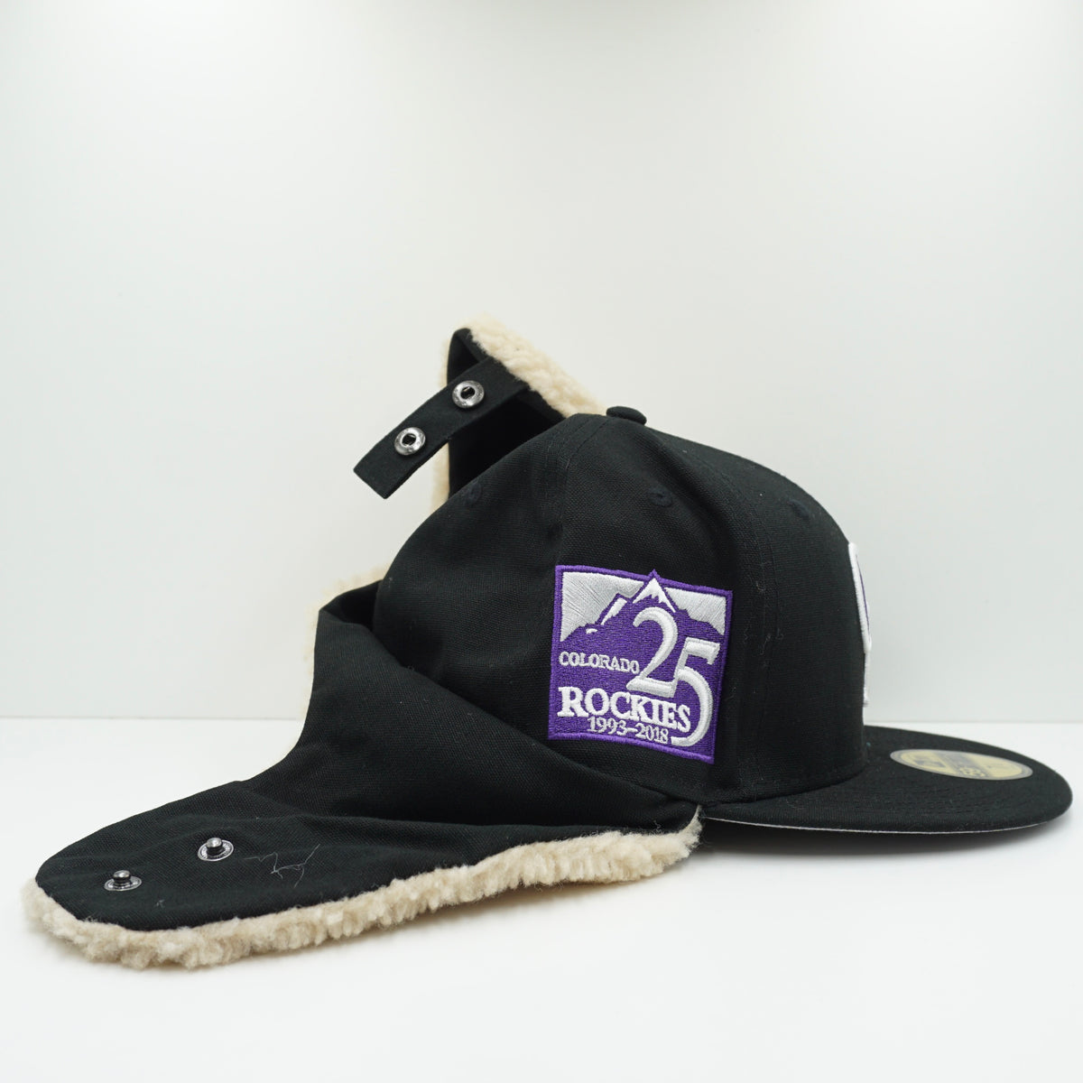 New Era Colorado Rockies Black Purple Dogear Winter Fitted Cap