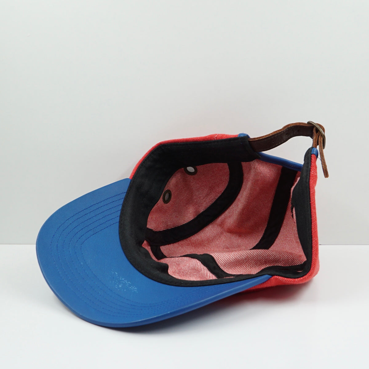 Supreme SS20 2-tone Leather Denim Red Blue Adjustable Cap