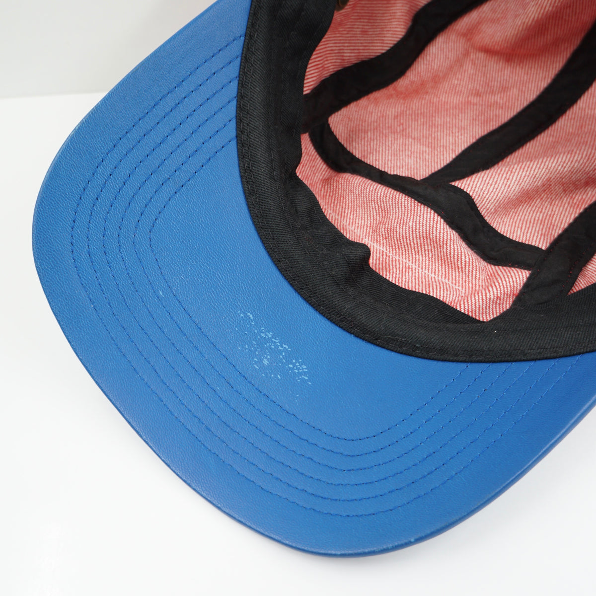 Supreme SS20 2-tone Leather Denim Red Blue Adjustable Cap