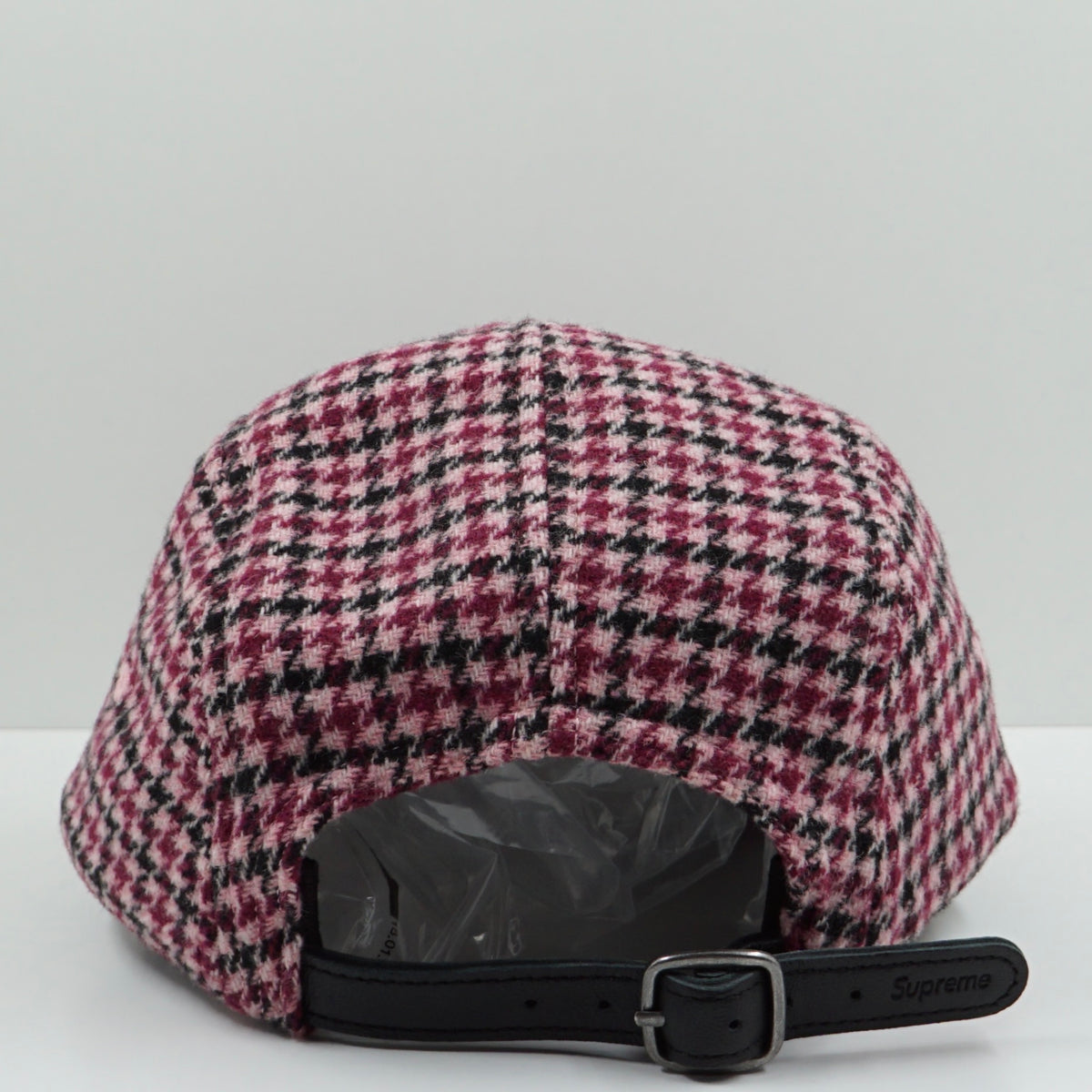 Supreme FW23 Houndstooth Wool Camp Pink Adjustable Cap