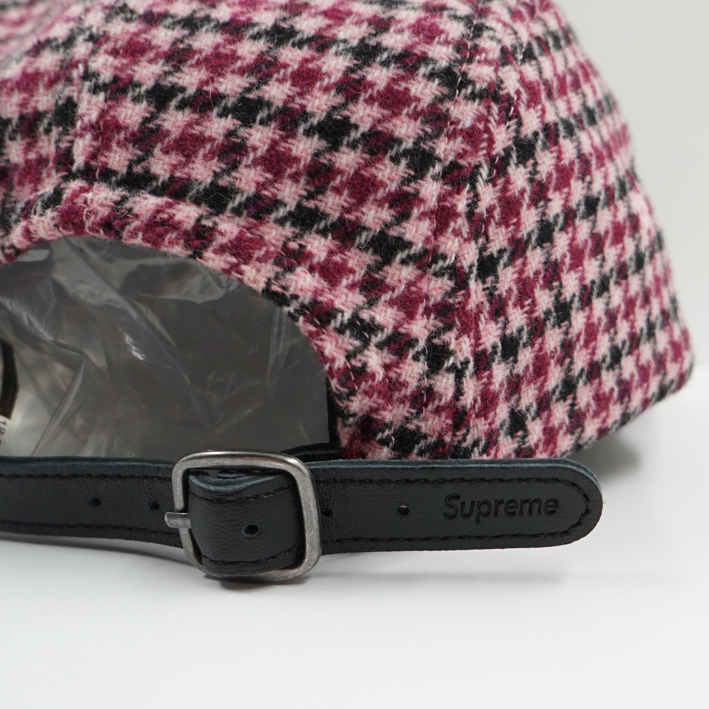 Supreme FW23 Houndstooth Wool Camp Pink Adjustable Cap