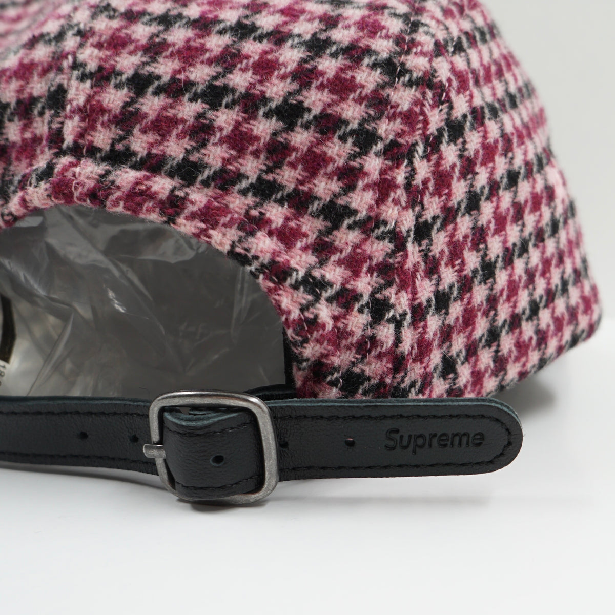 Supreme FW23 Houndstooth Wool Camp Pink Adjustable Cap