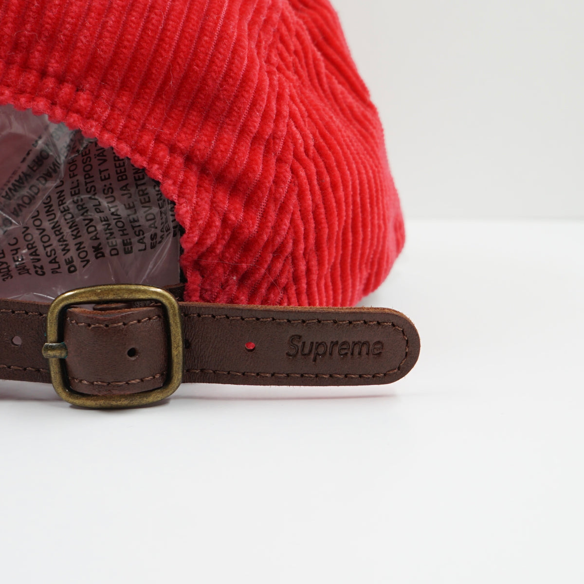 Supreme FW17 Waffle Courduroy Camp Red Adjustable Cap