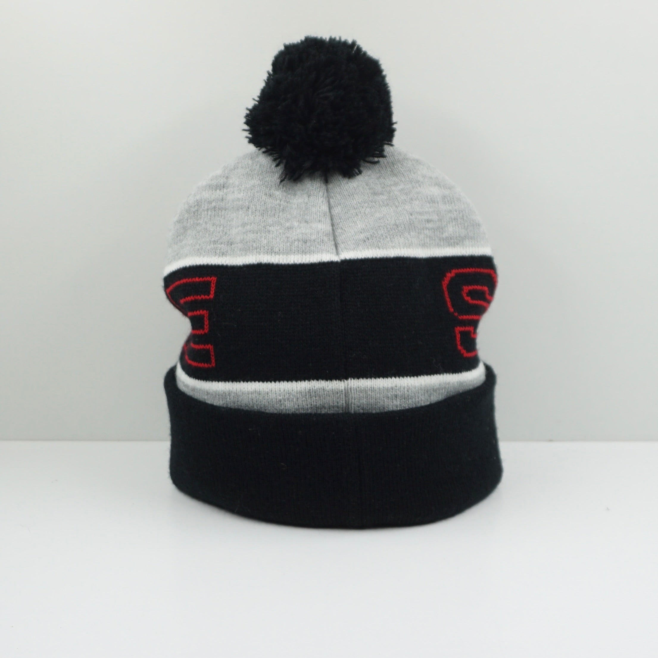Spitfire Black Grey Pom Beanie