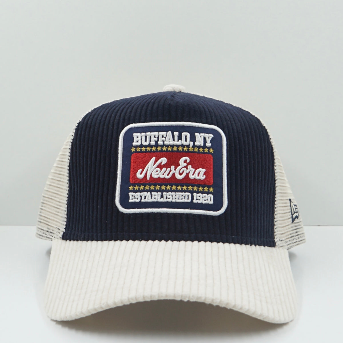 New Era Buffalo New York Manchester Navy Cream A-Frame Snapback Cap