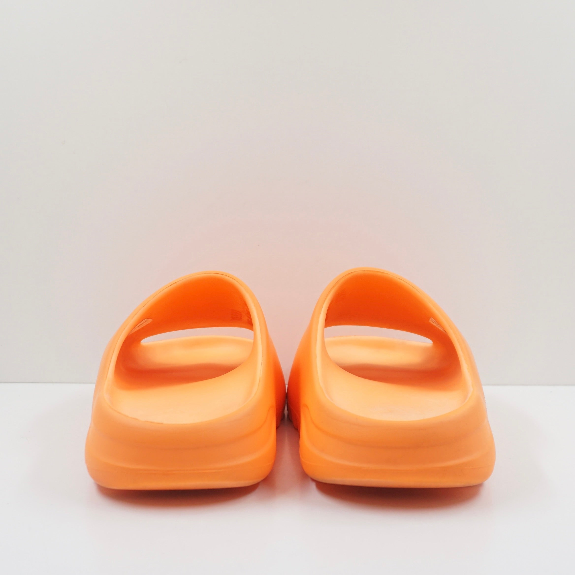 yeezy slide enflame orange on feet