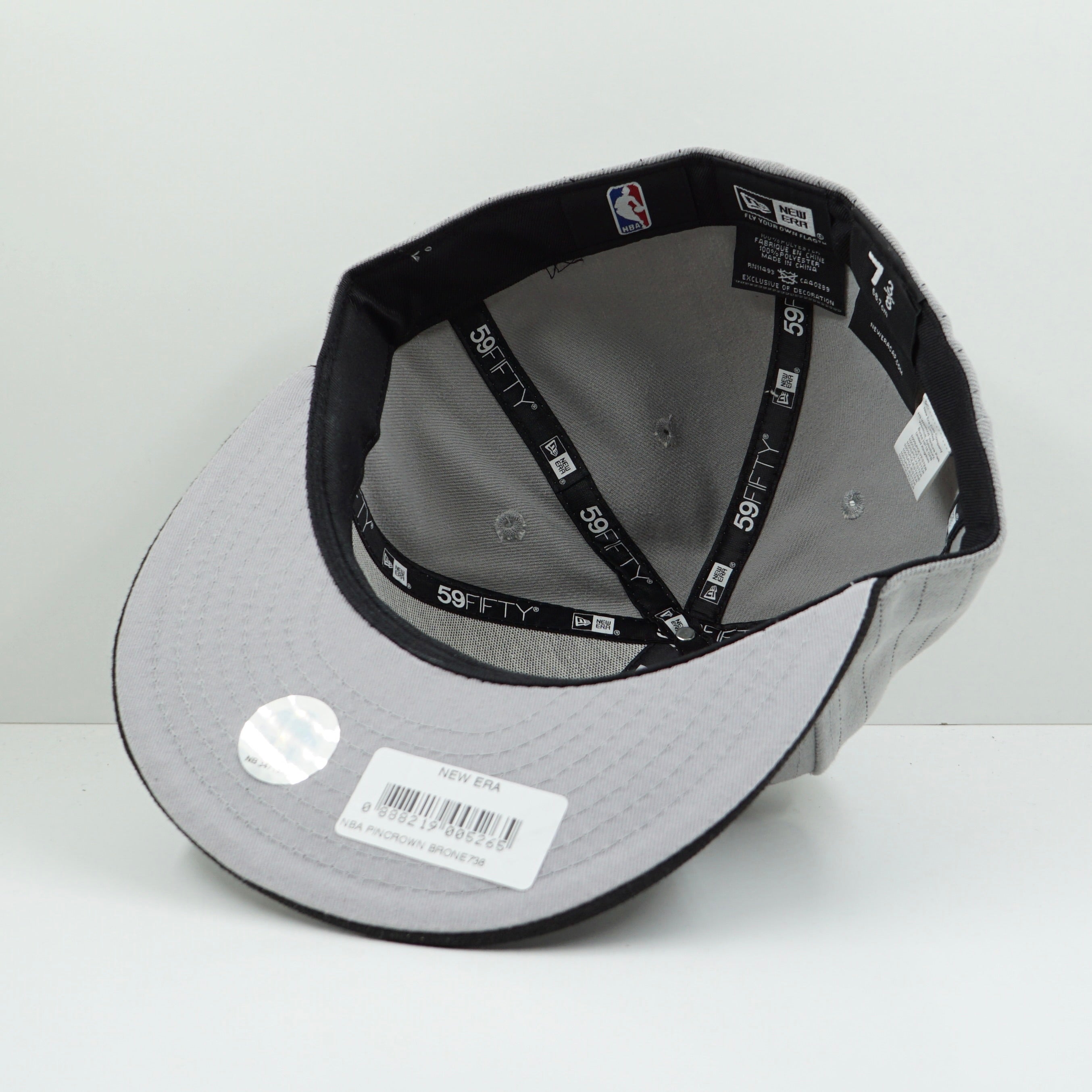 New Era Brooklyn Nets Black Grey Pinstripe Fitted Cap