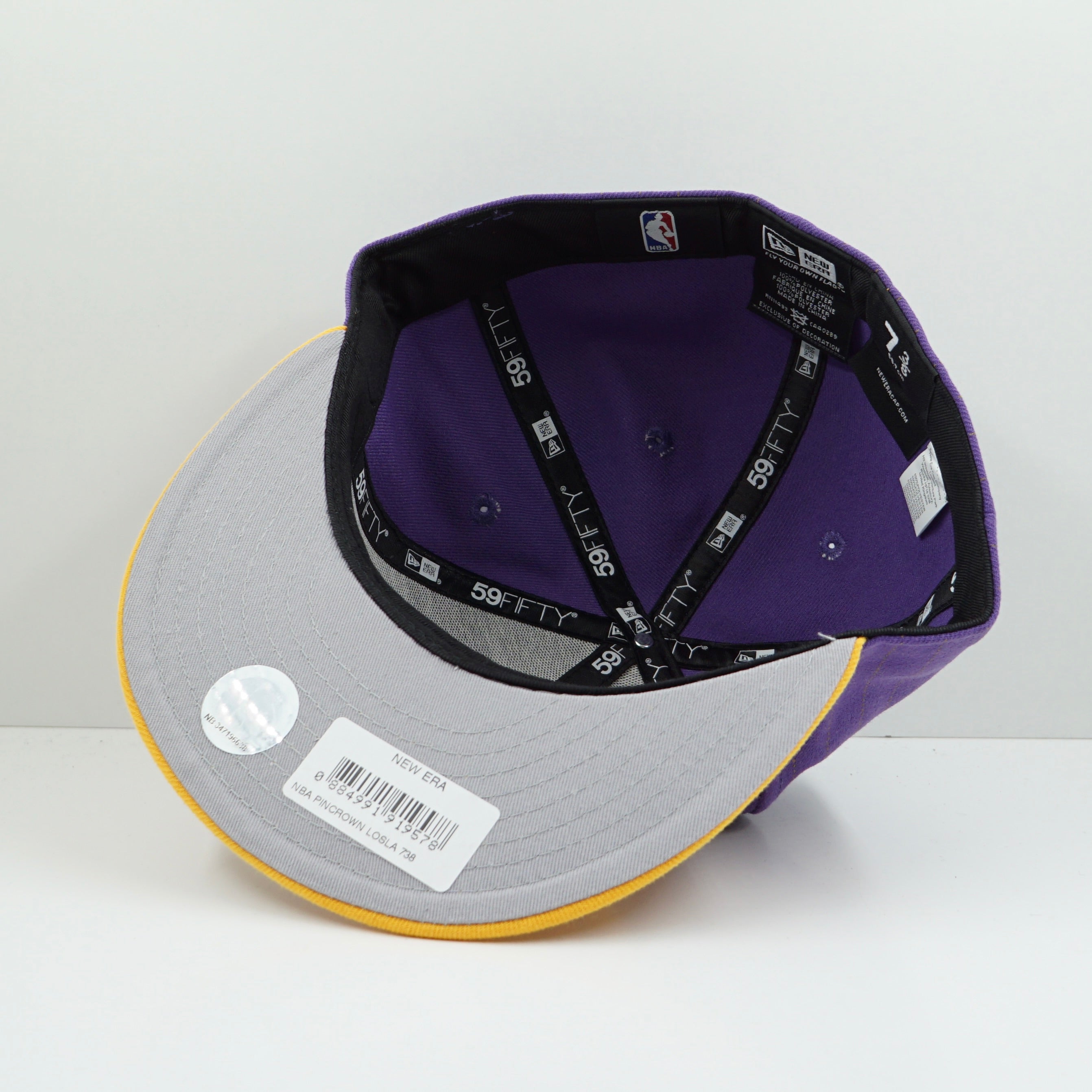 New Era Los Angeles Lakers Purple Yellow Pinstripe Fitted Cap