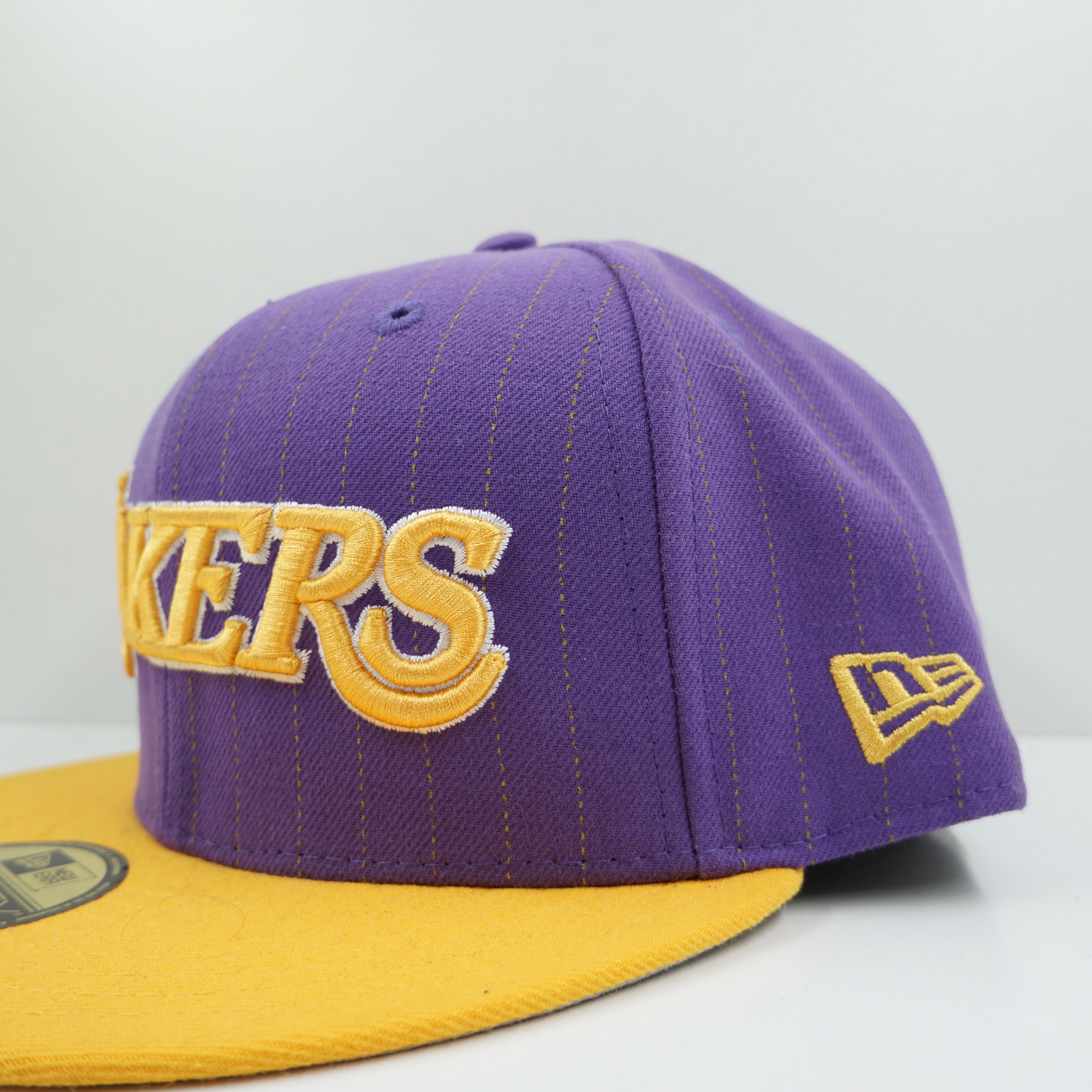 New Era Los Angeles Lakers Purple Yellow Pinstripe Fitted Cap