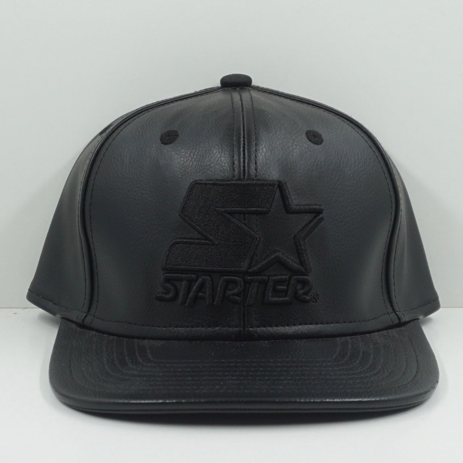 Starter Black Leather Snapback Cap