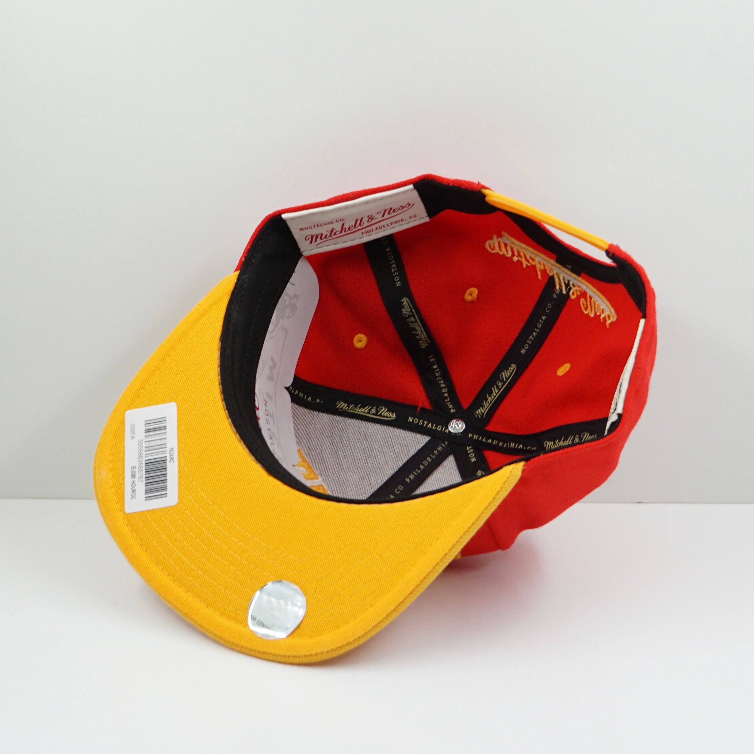 Mitchell & Ness Huston Rockets Red Yellow Snapback Cap