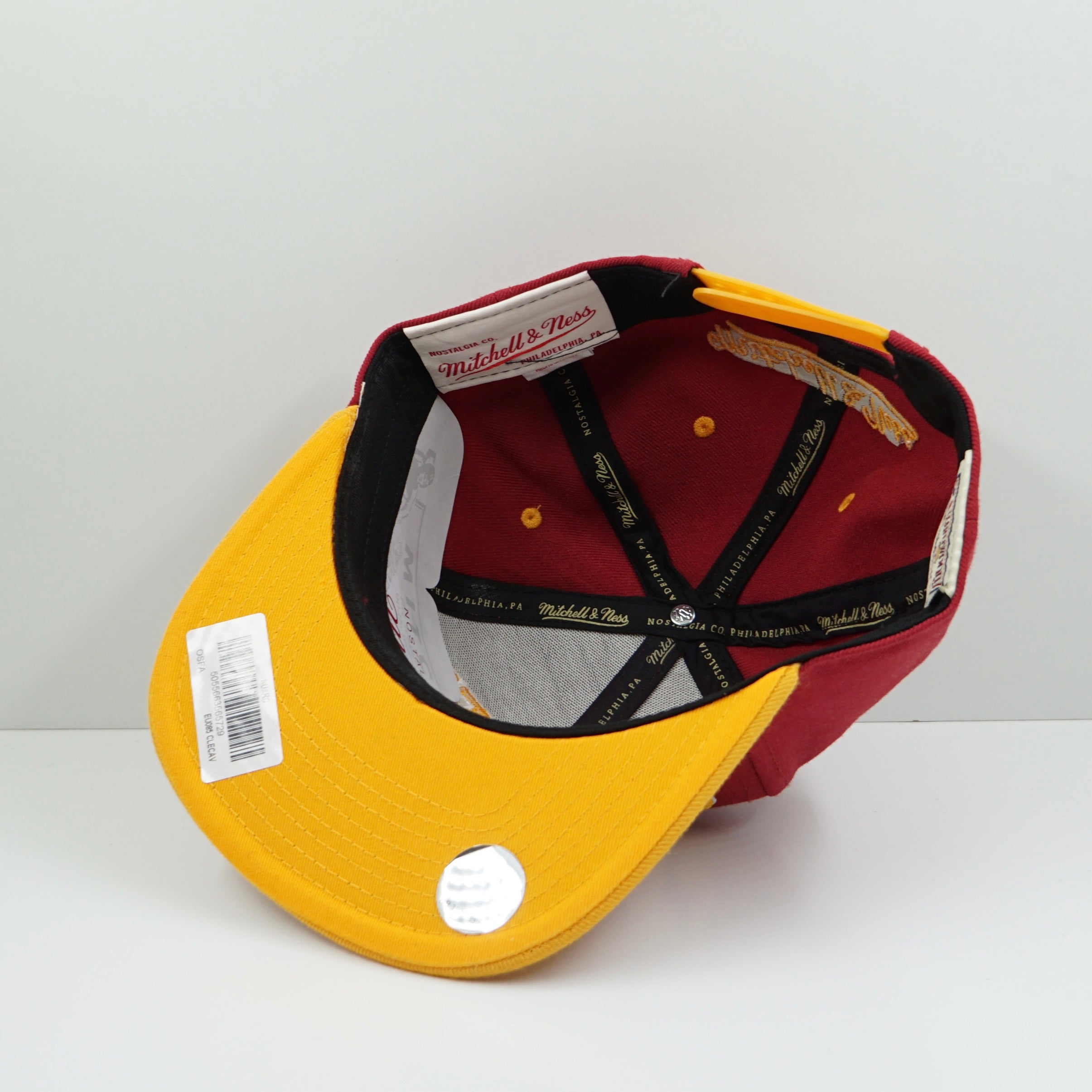 Mitchell & Ness Cleveland Cavaliers Burgundy Yellow Snapback Cap