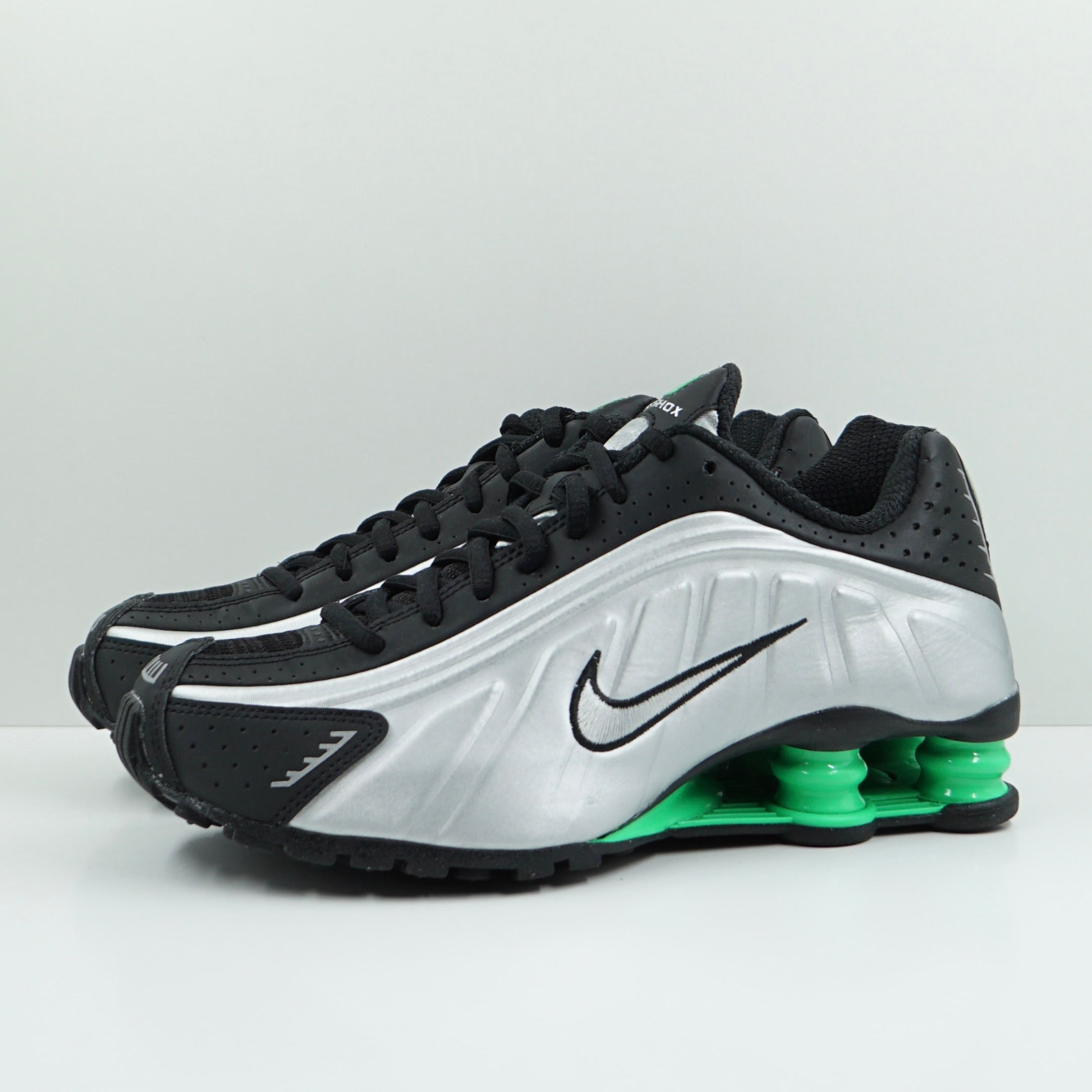 Nike Shox R4 Metallic Silver Green Shock