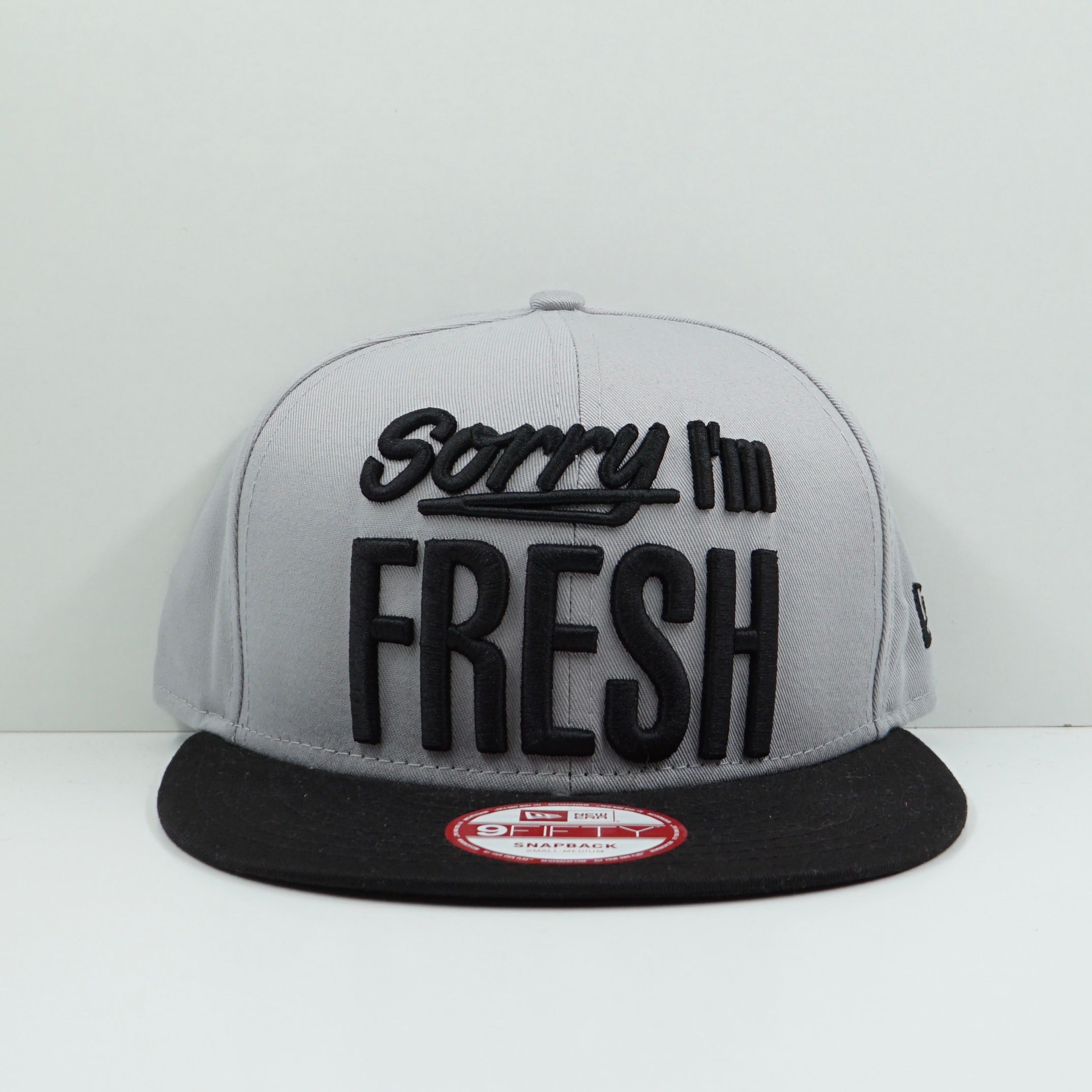 New Era Sorry I'm Fresh Grey Black Snapback Cap