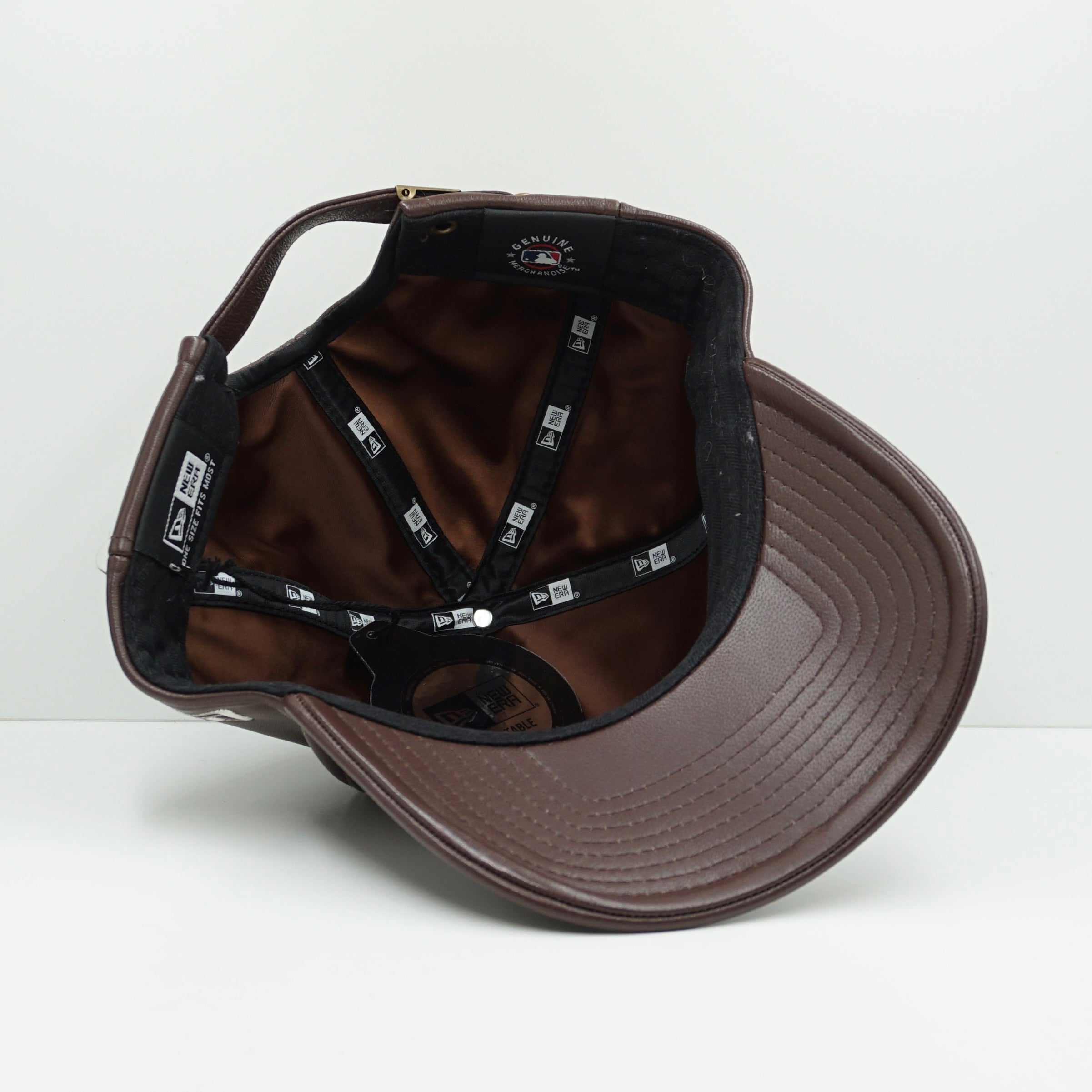 New Era New York Yankees Stitched Logo Brown Leather Adjustable Cap