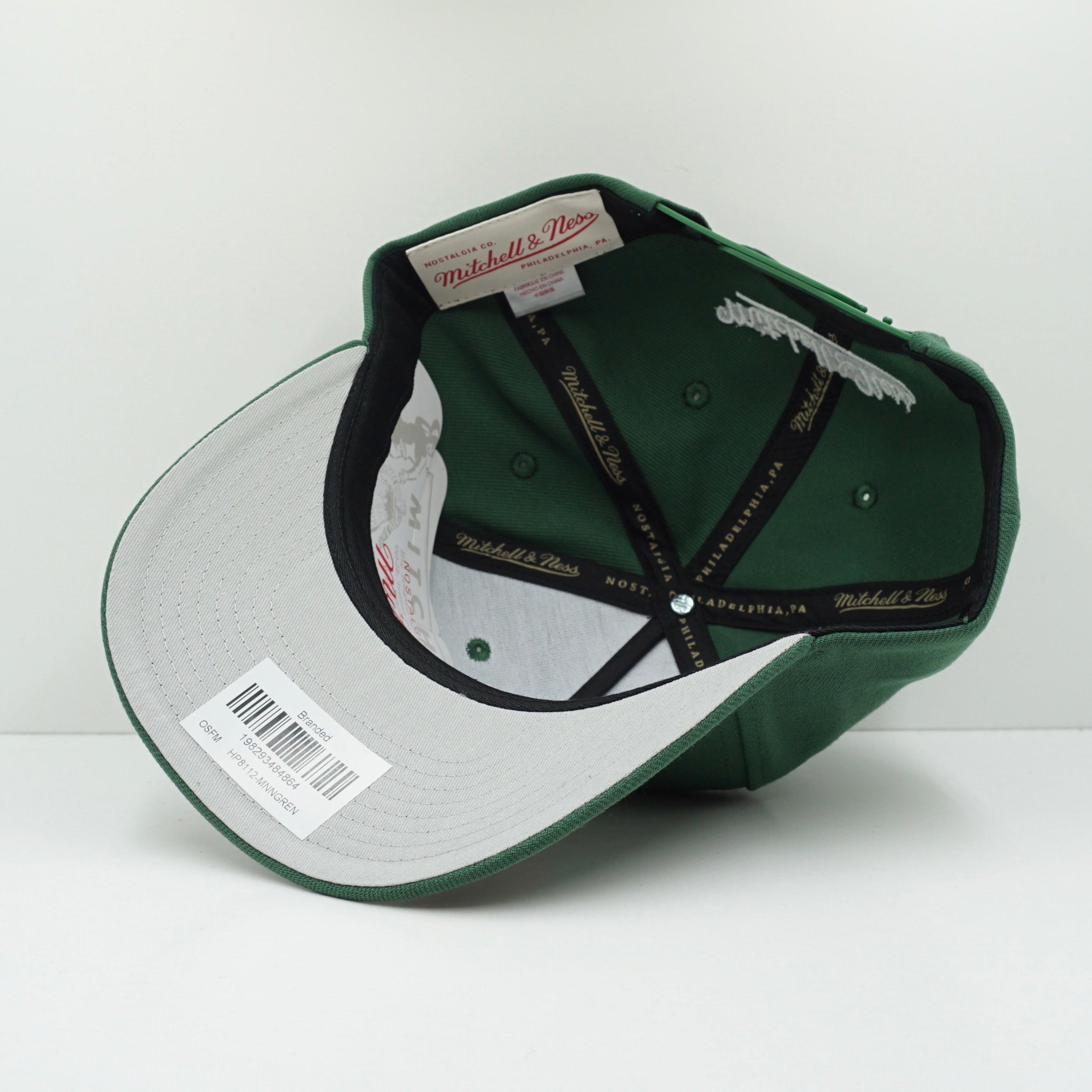 Mitchell & Ness Box Logo Green Pro Pinch Snapback Cap