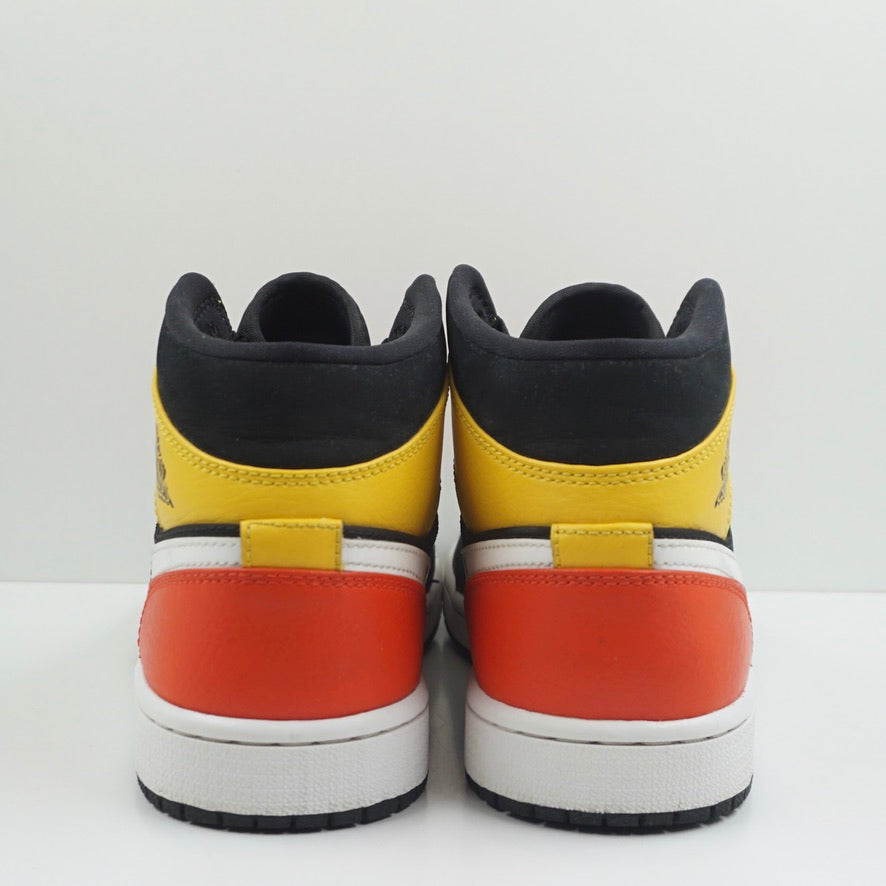 Jordan 1 Mid Black Amarillo Orange