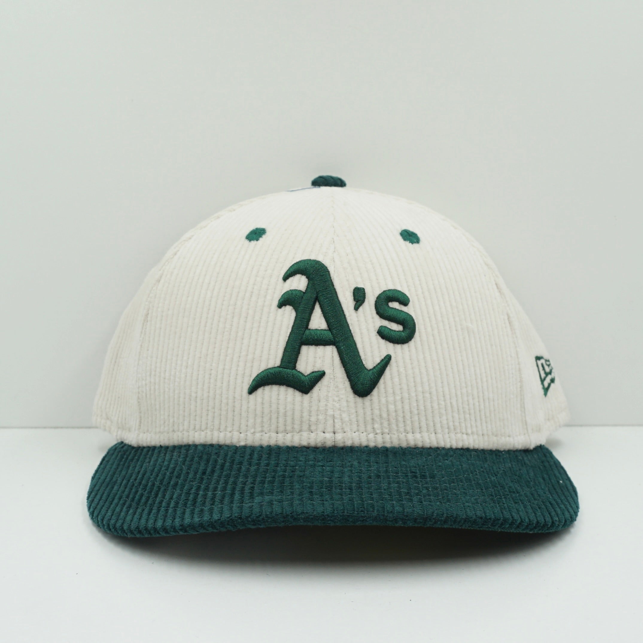 New Era Oakland A's Corduroy Green Beige Low Profile Fitted Cap