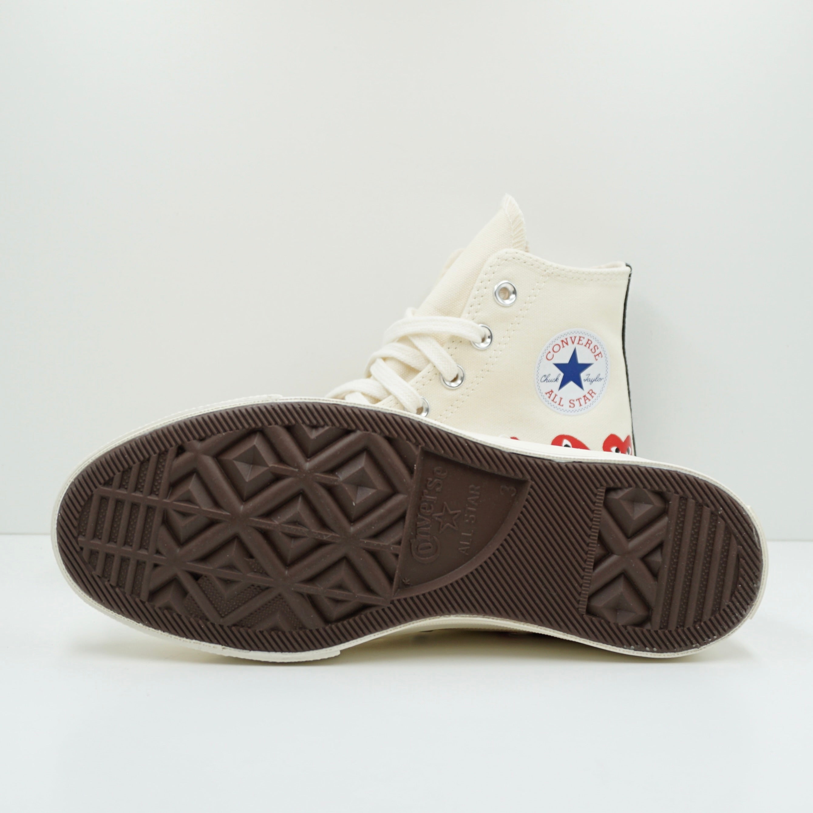 Converse x Comme Des Garçons Play Chuck Taylor 70 High Multi Heart Beige