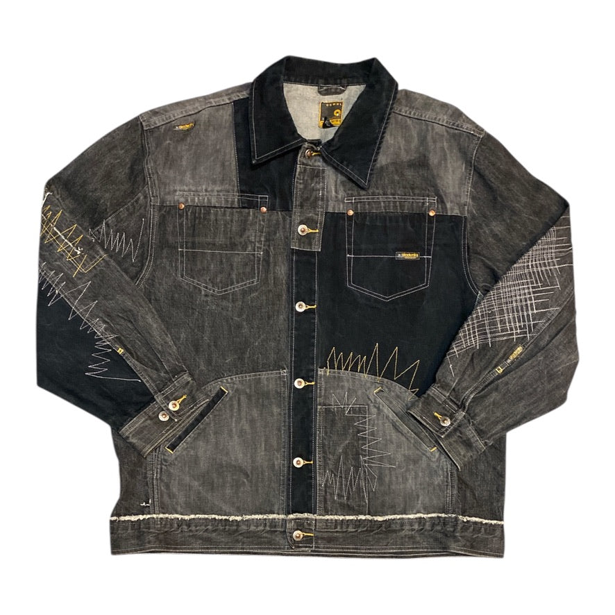 Vintage Akademiks Patchwork Sitching Black Denim Jacket
