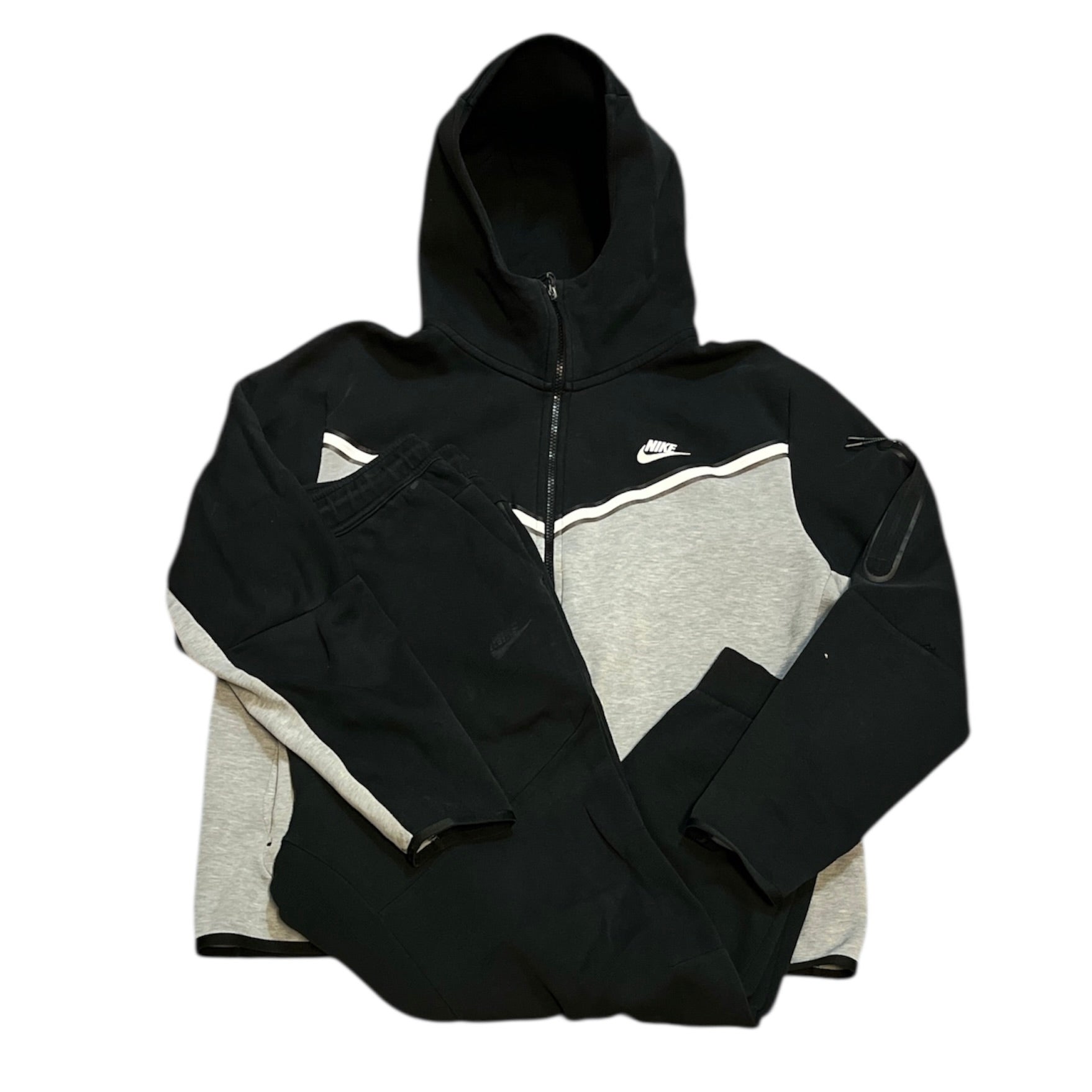Nike Tech Fleece Full Zip Hoodie & Pants Black Grey Set