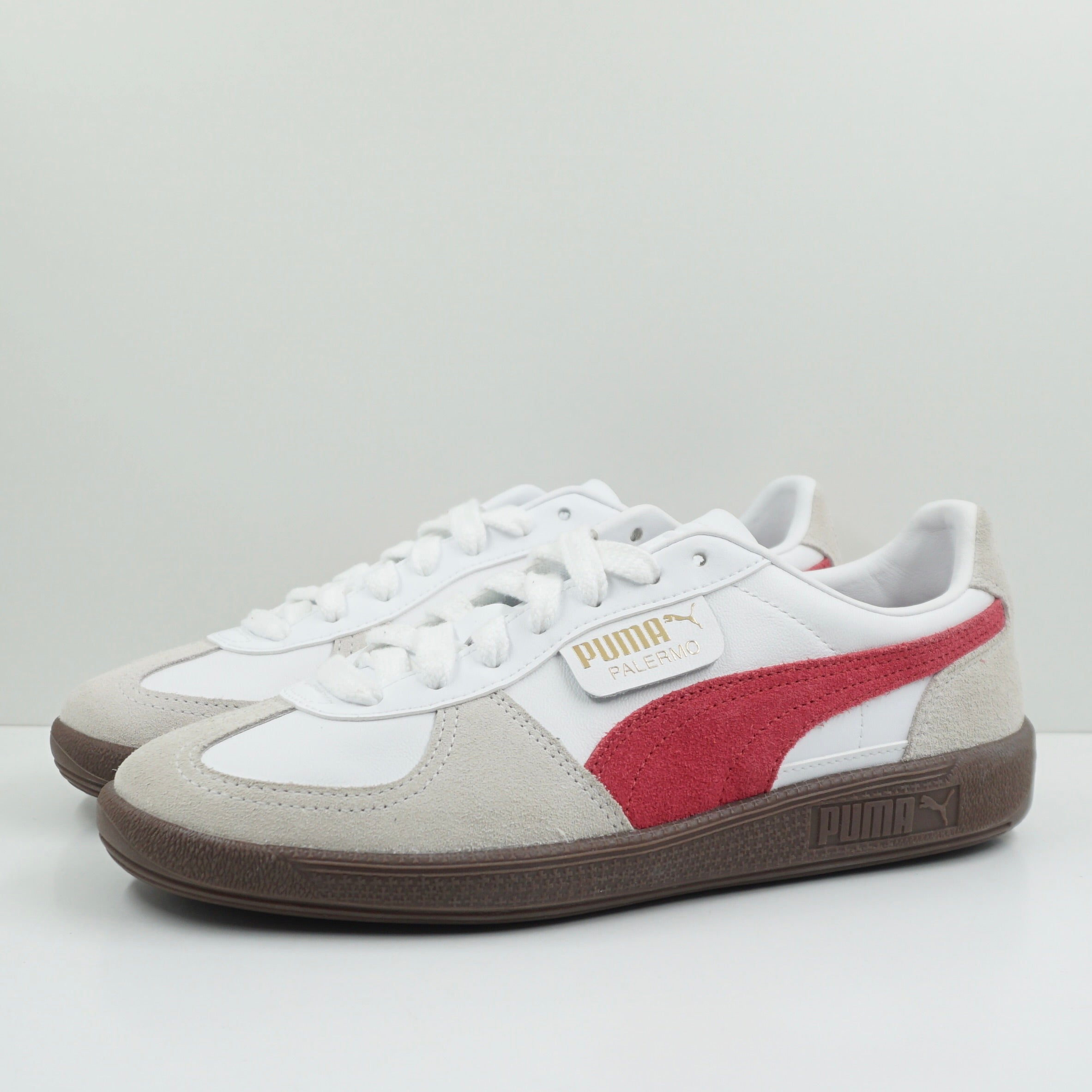 Puma Palermo Leather Puma White Vapor Gray Club Red