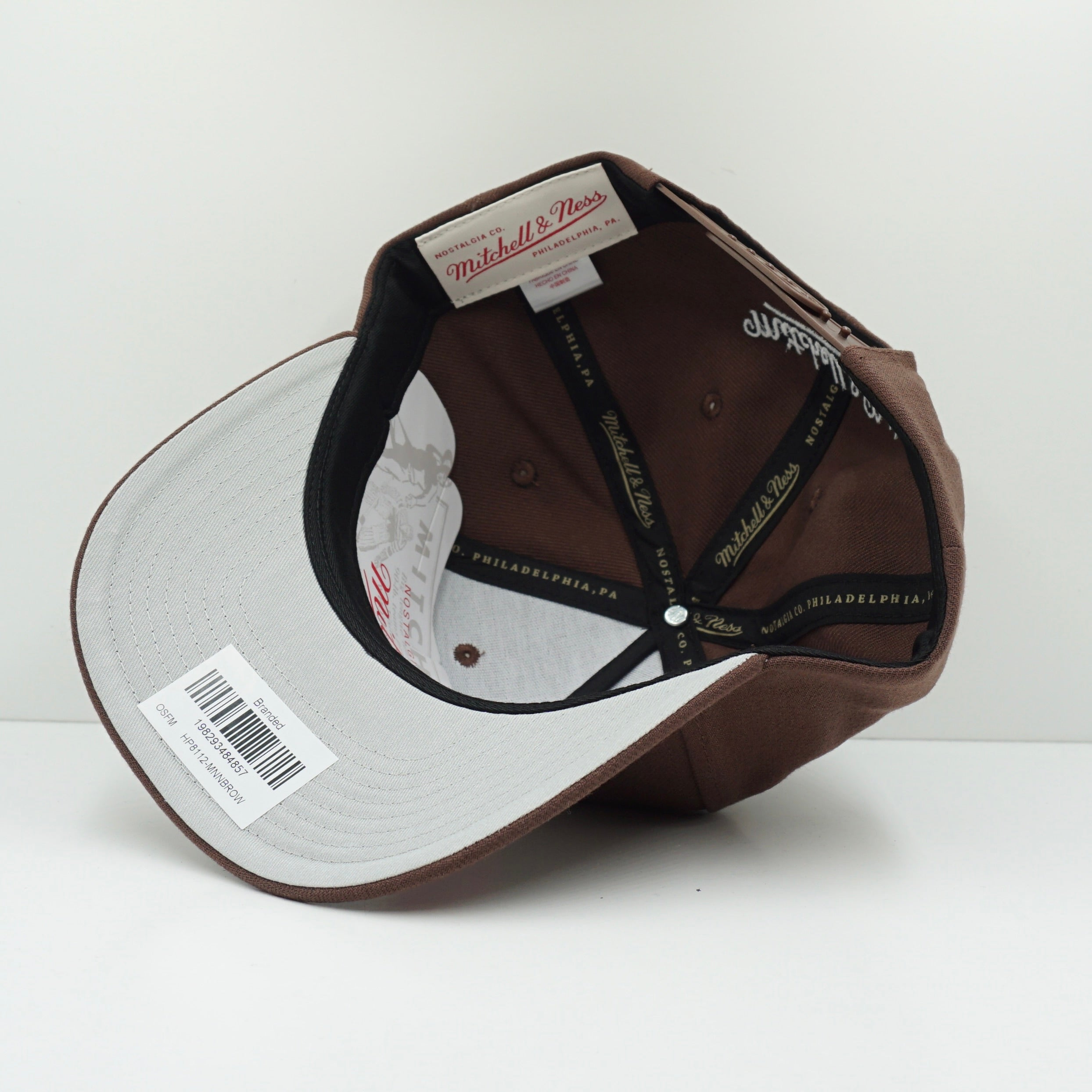 Mitchell & Ness Box Logo Brown Pro Pinch Snapback Cap