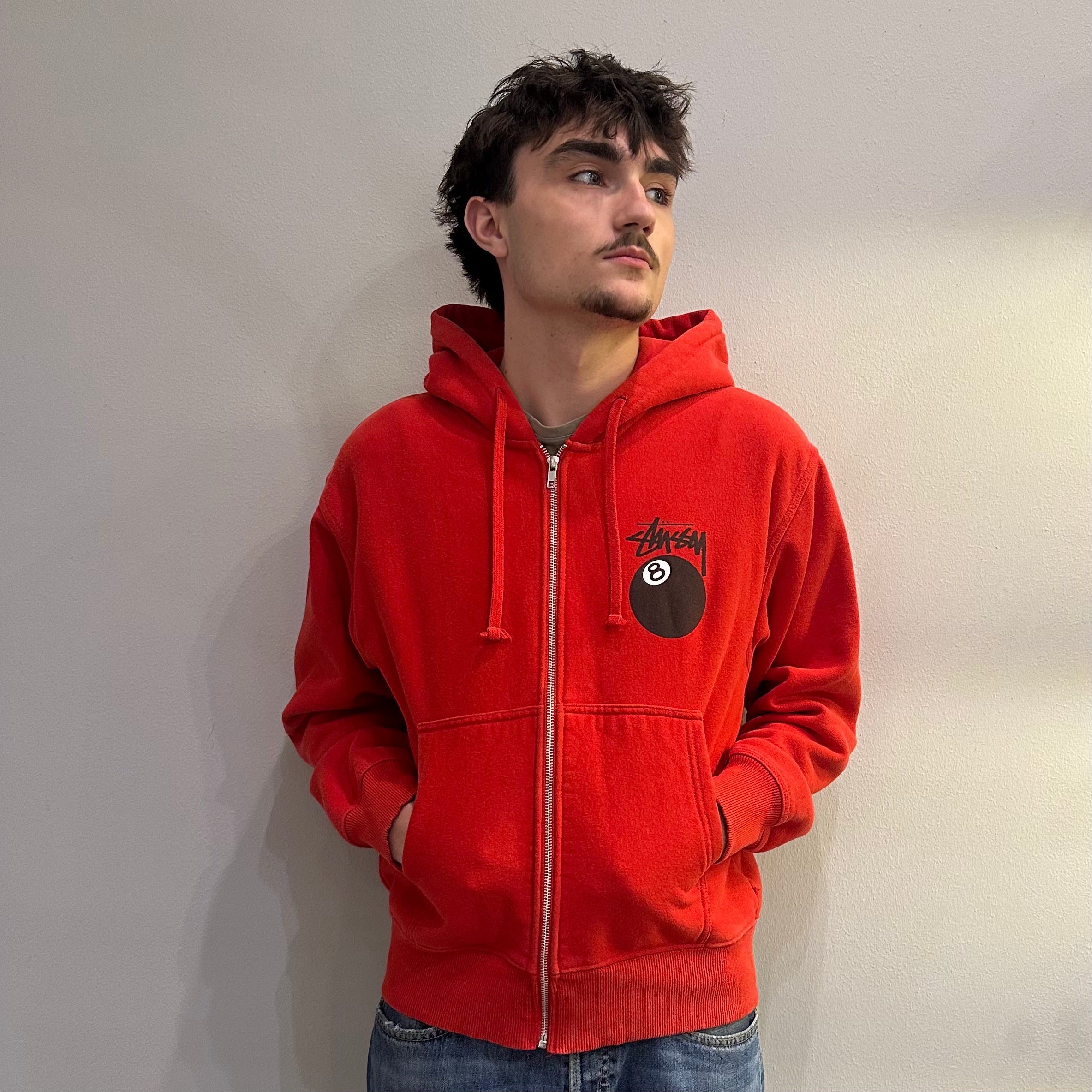 Stussy 8-Ball Red Zip Hoodie